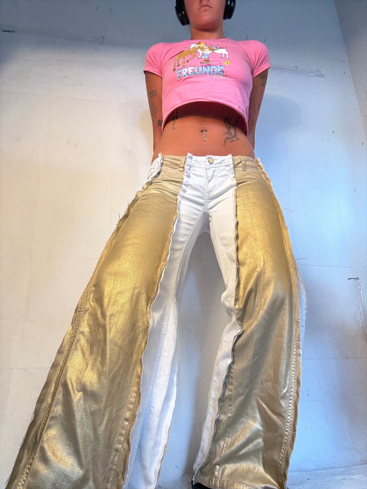 LOWWAIST WHITE/GOLD SPG PANTS