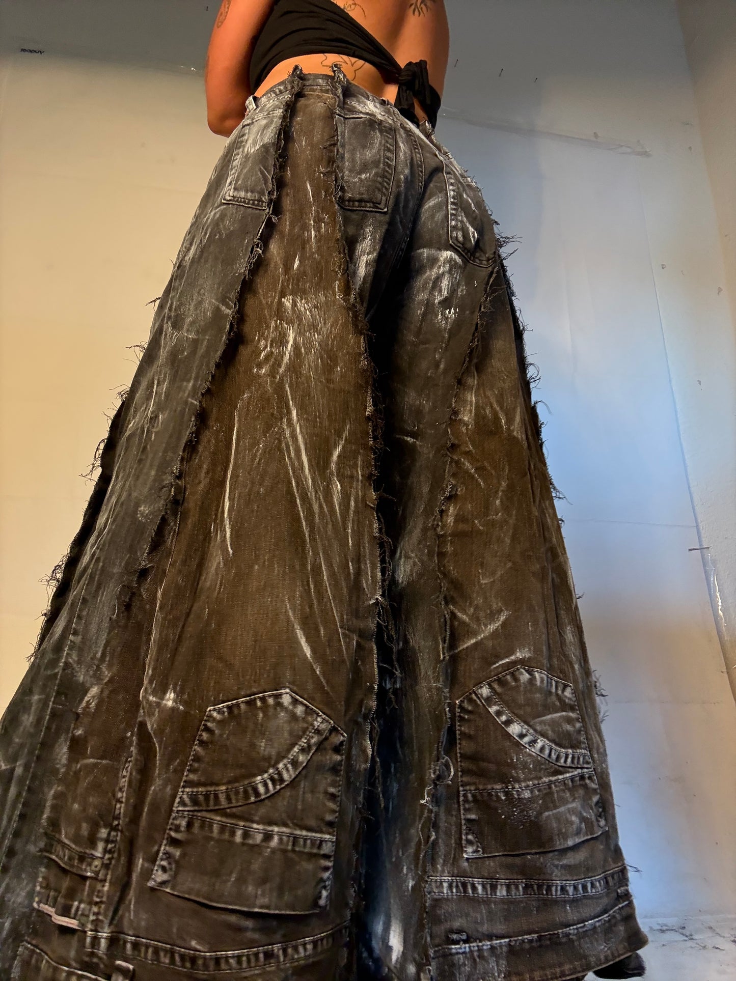 FLARED STAINED ROCK BROWN/BLACK SPG PANTS