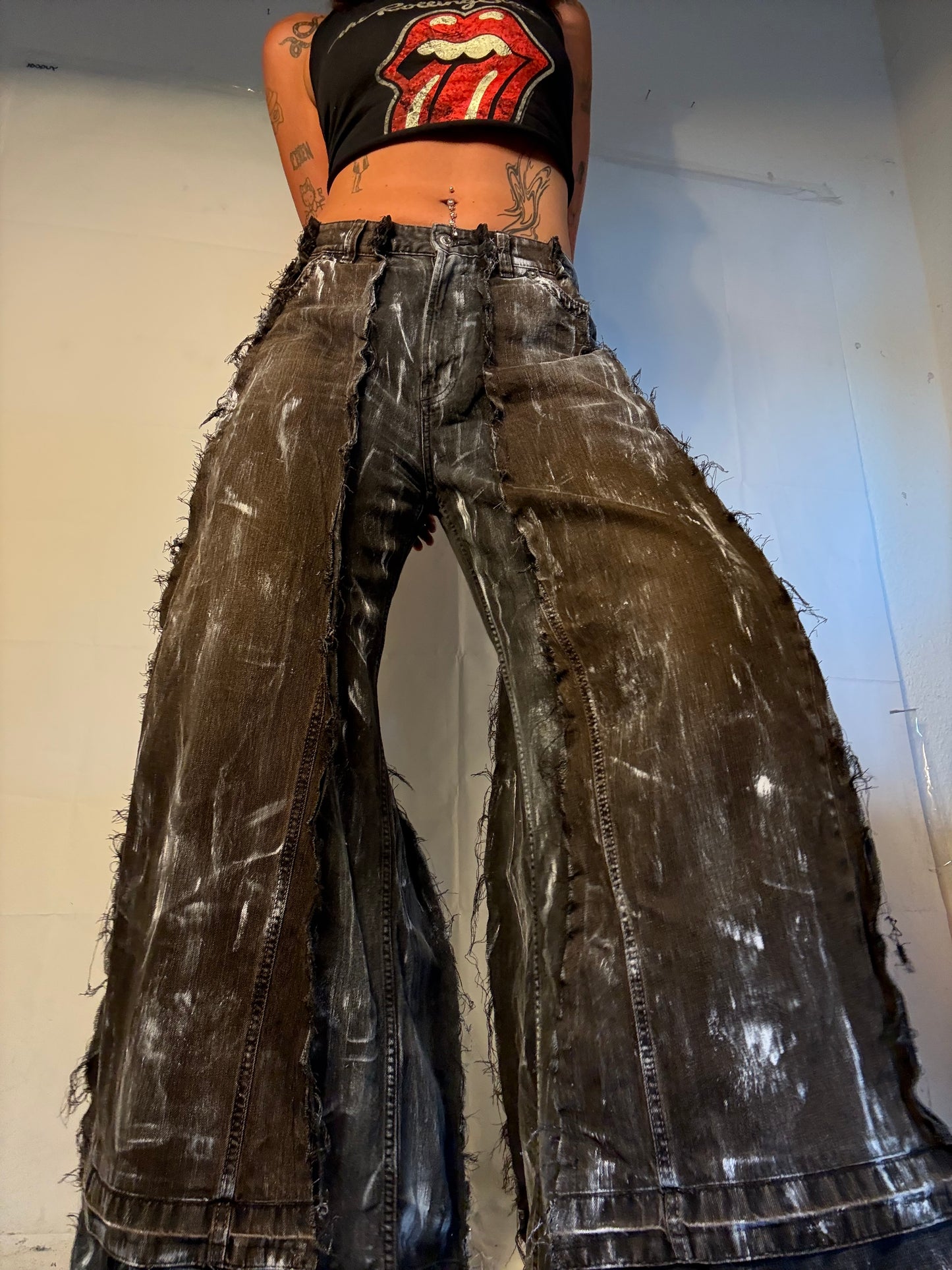 FLARED STAINED ROCK BROWN/BLACK SPG PANTS