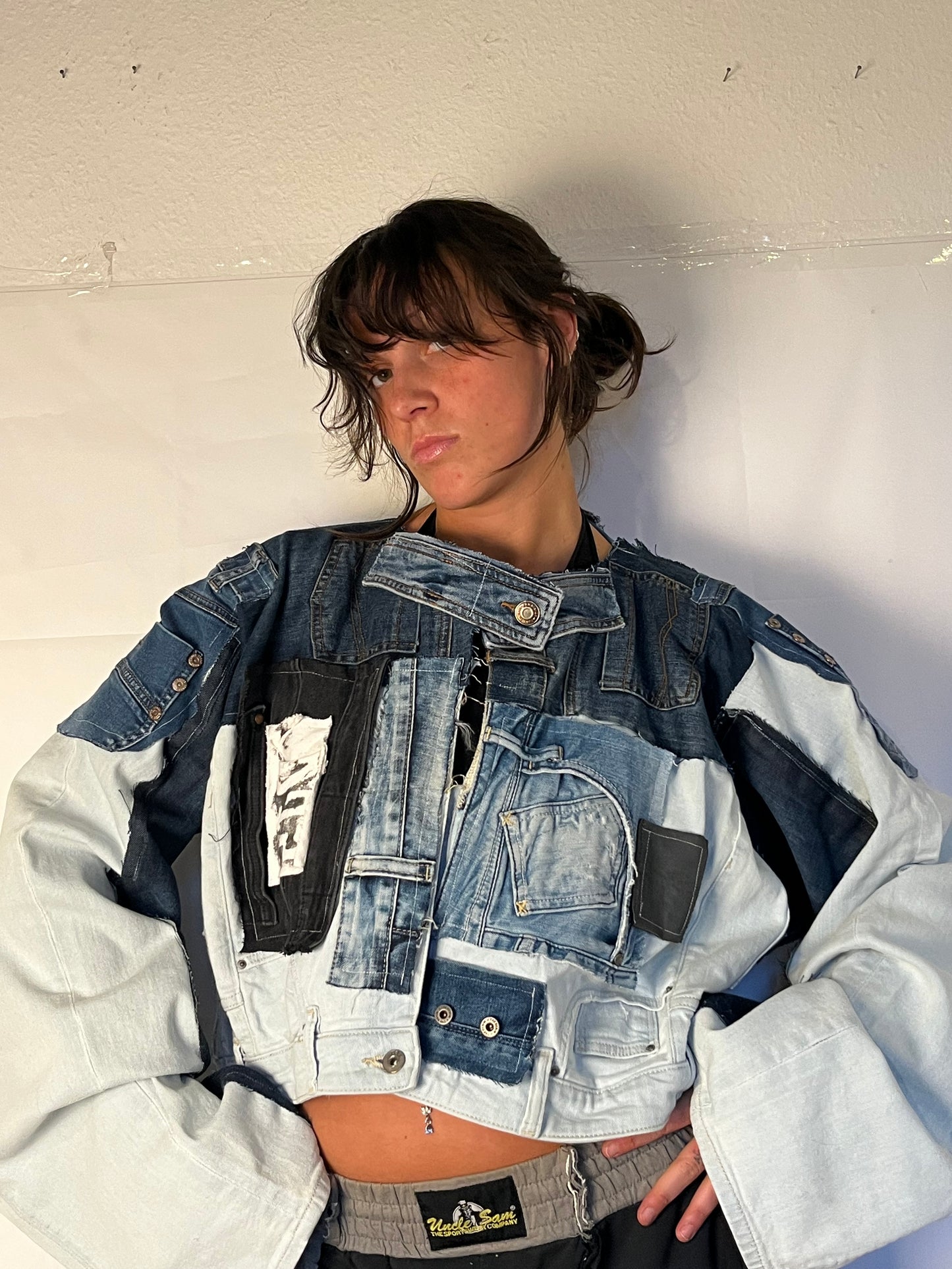 EXTRA OVERSIZE DENIM BIKER SPG JACKET