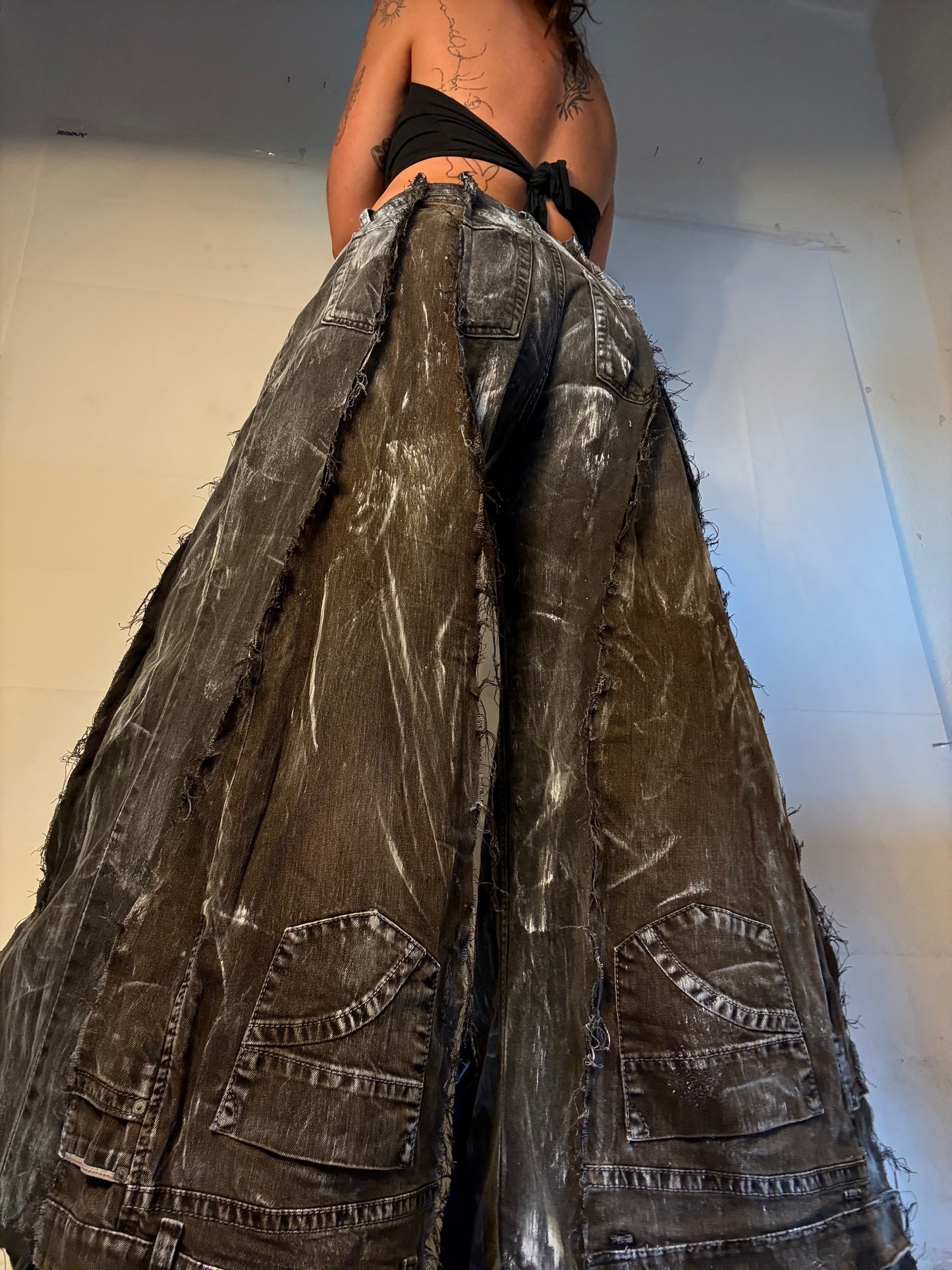 FLARED STAINED ROCK BROWN/BLACK SPG PANTS