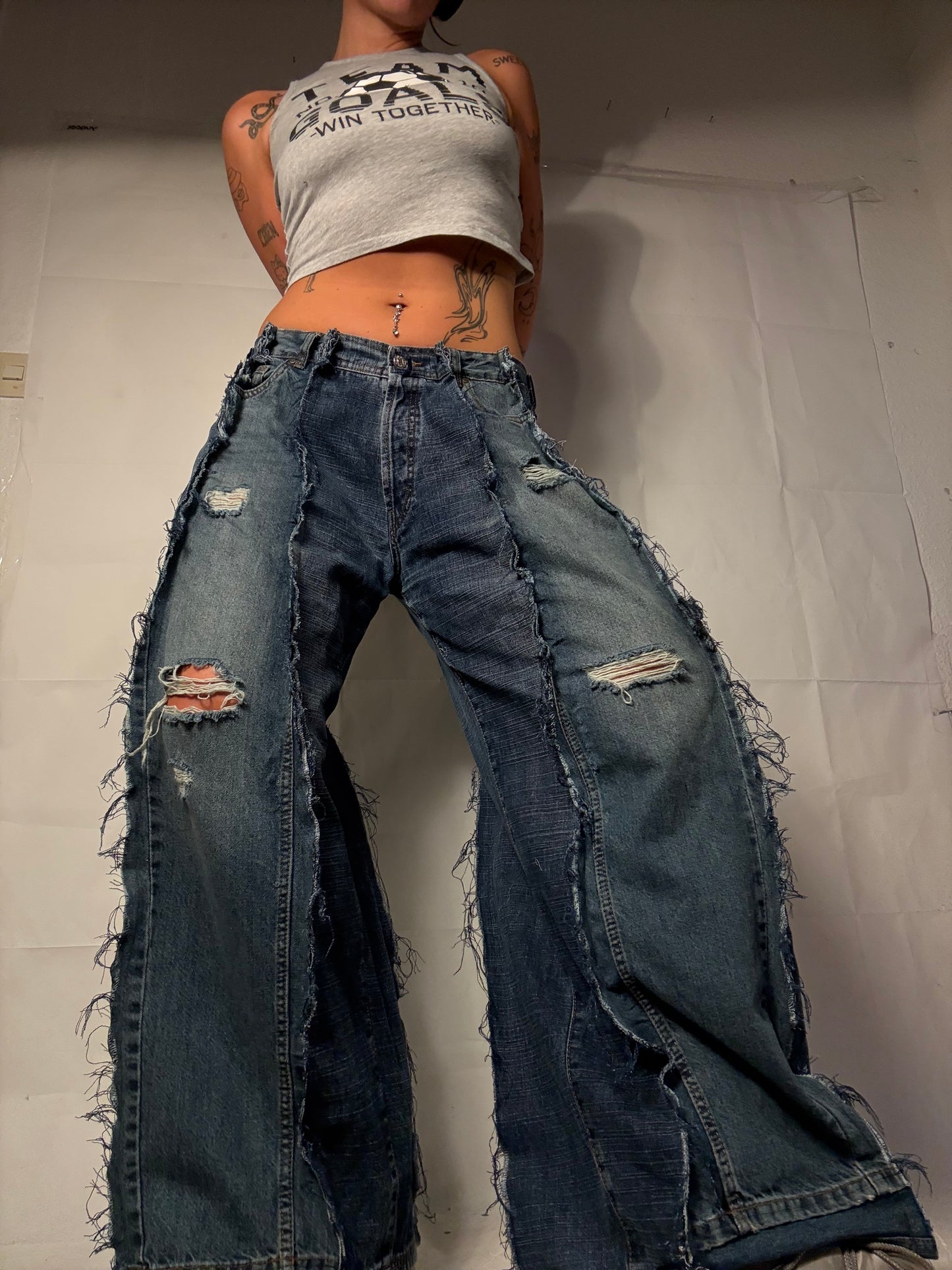 BAGGY RIPPED CLASSIC DENIM SPG PANTS