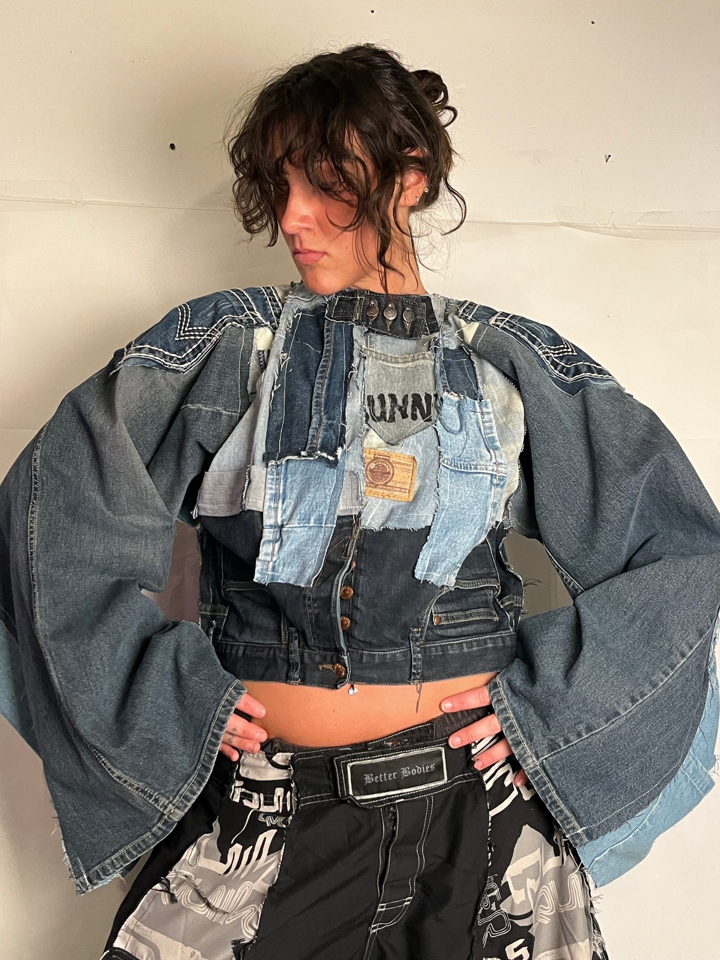 DARK DENIM BIKER SPG JACKET
