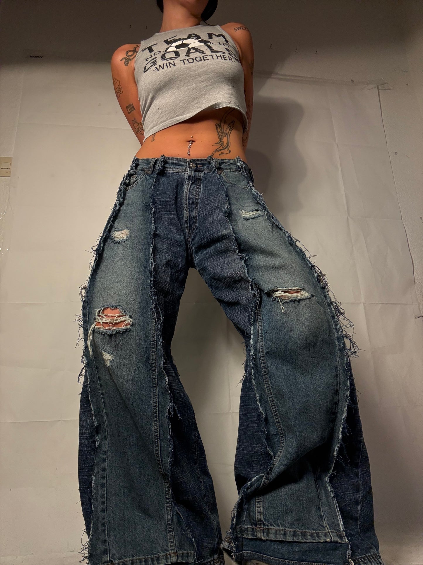 BAGGY RIPPED CLASSIC DENIM SPG PANTS