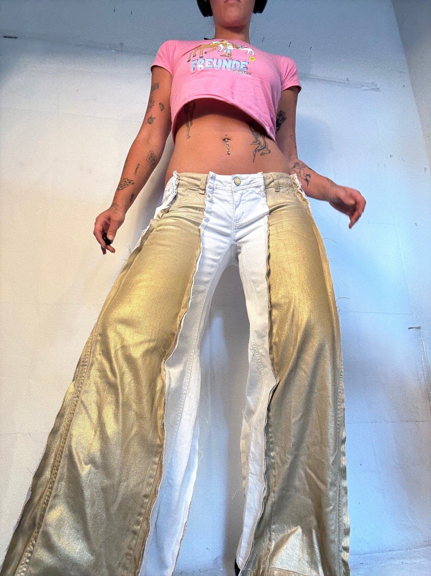 LOWWAIST WHITE/GOLD SPG PANTS
