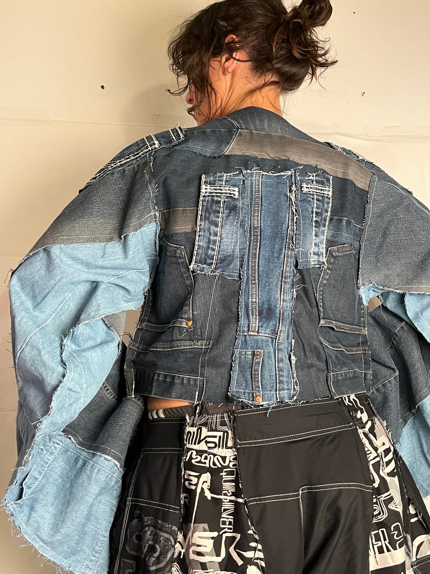 DARK DENIM BIKER SPG JACKET