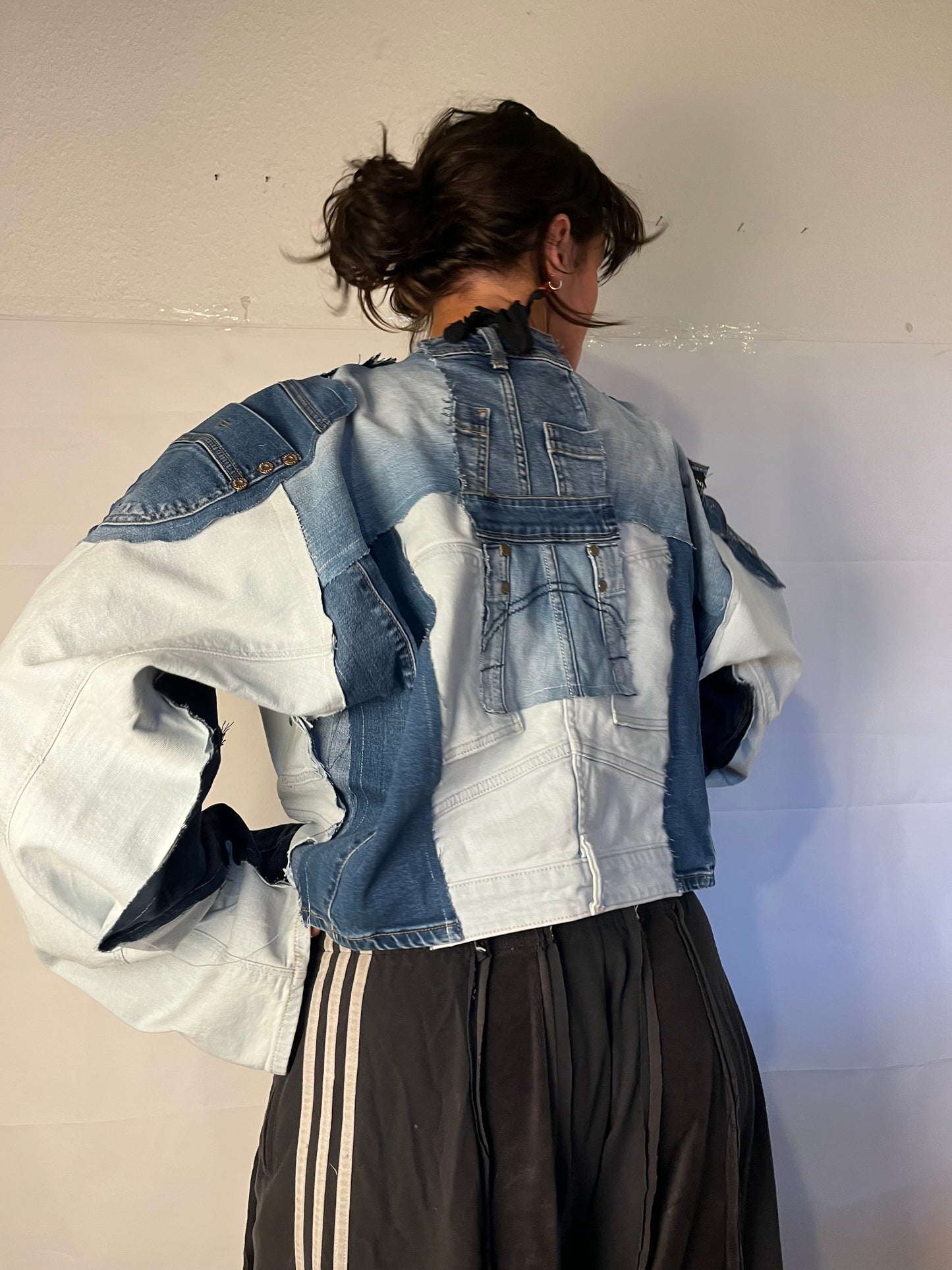 EXTRA OVERSIZE DENIM BIKER SPG JACKET