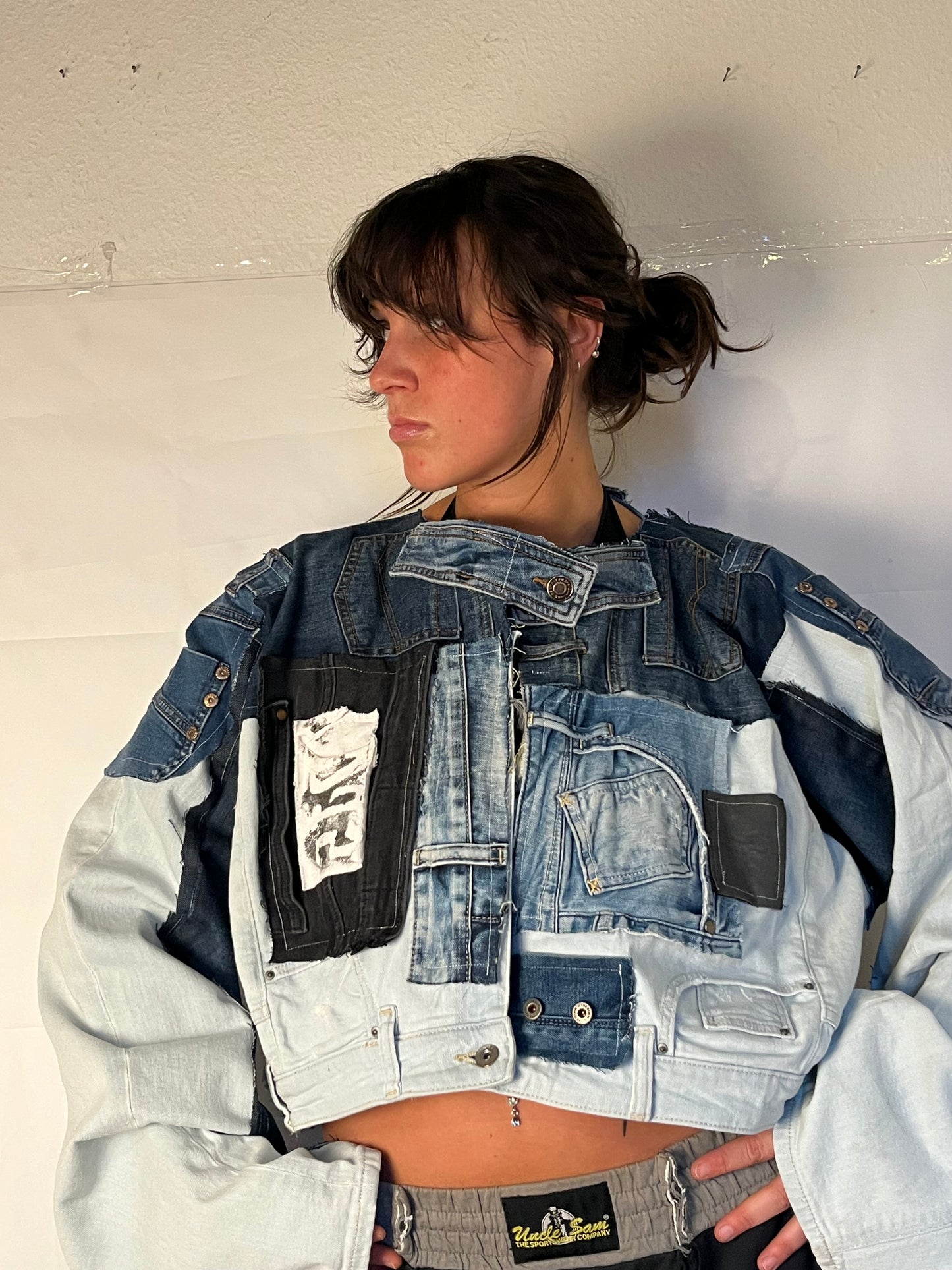 EXTRA OVERSIZE DENIM BIKER SPG JACKET