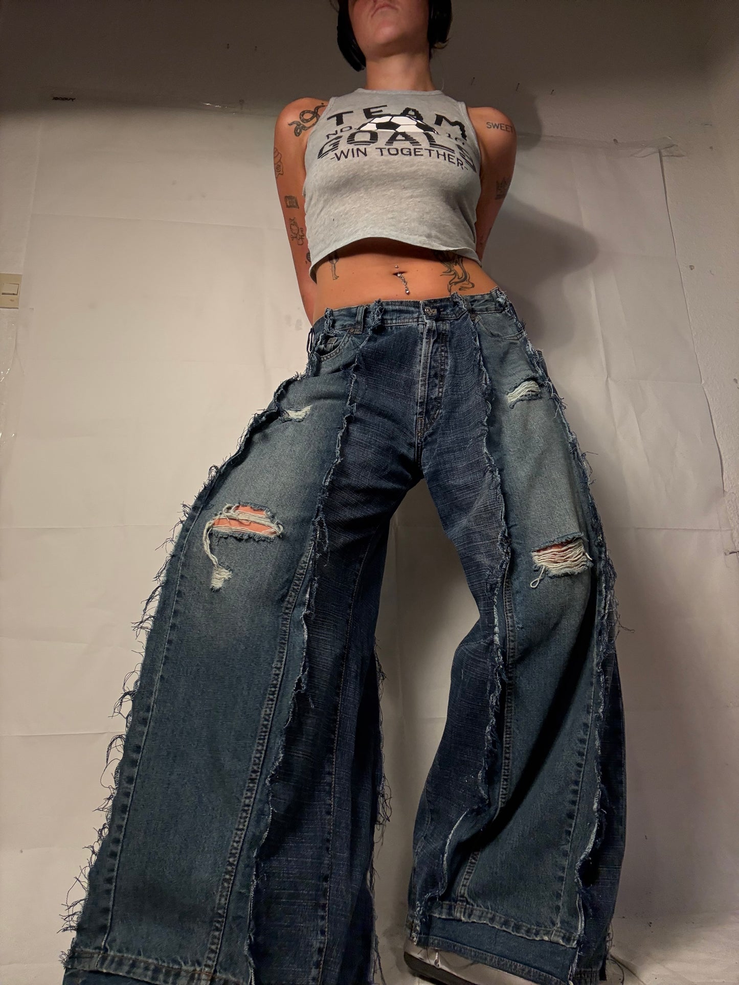 BAGGY RIPPED CLASSIC DENIM SPG PANTS