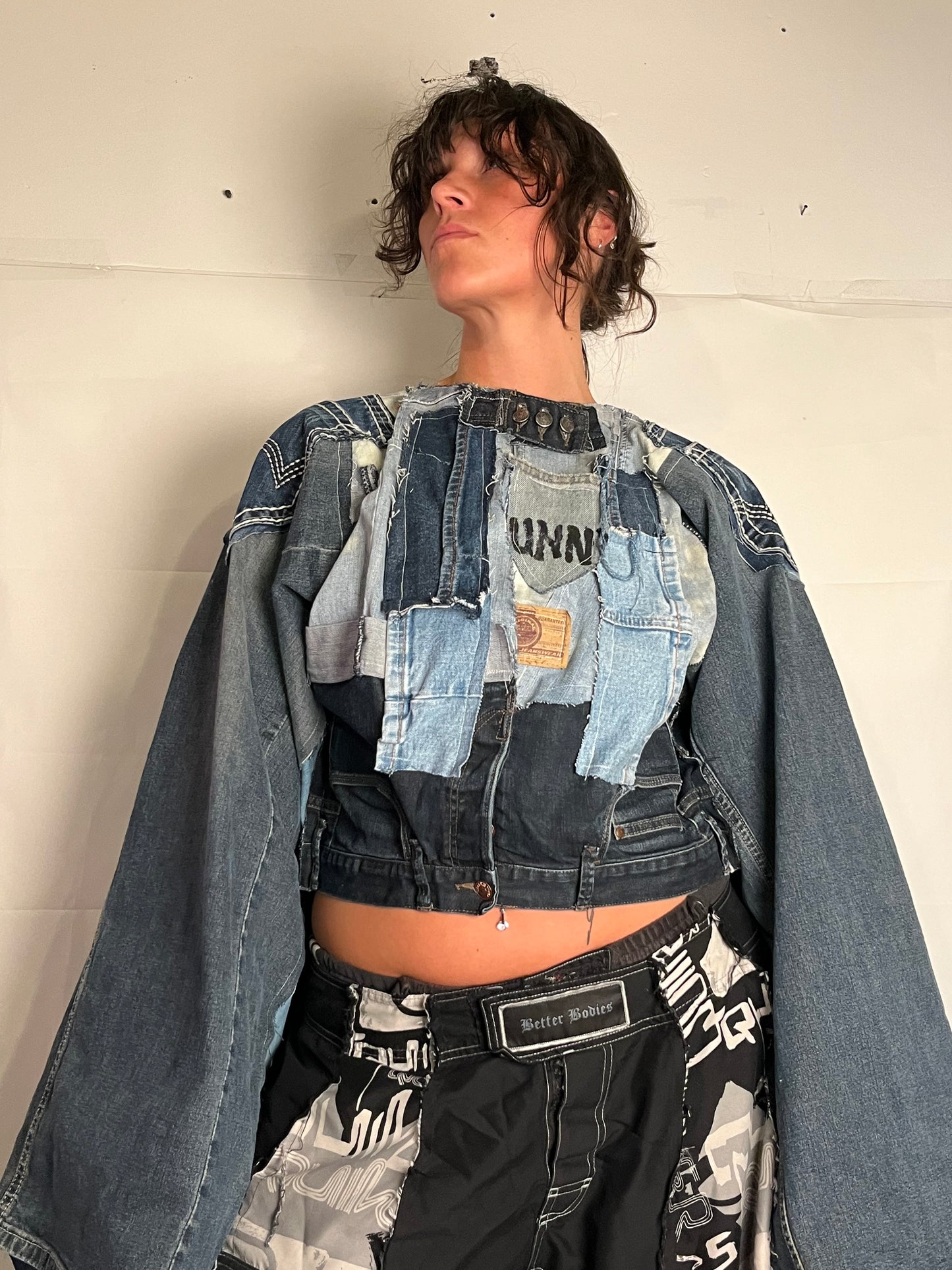 DARK DENIM BIKER SPG JACKET