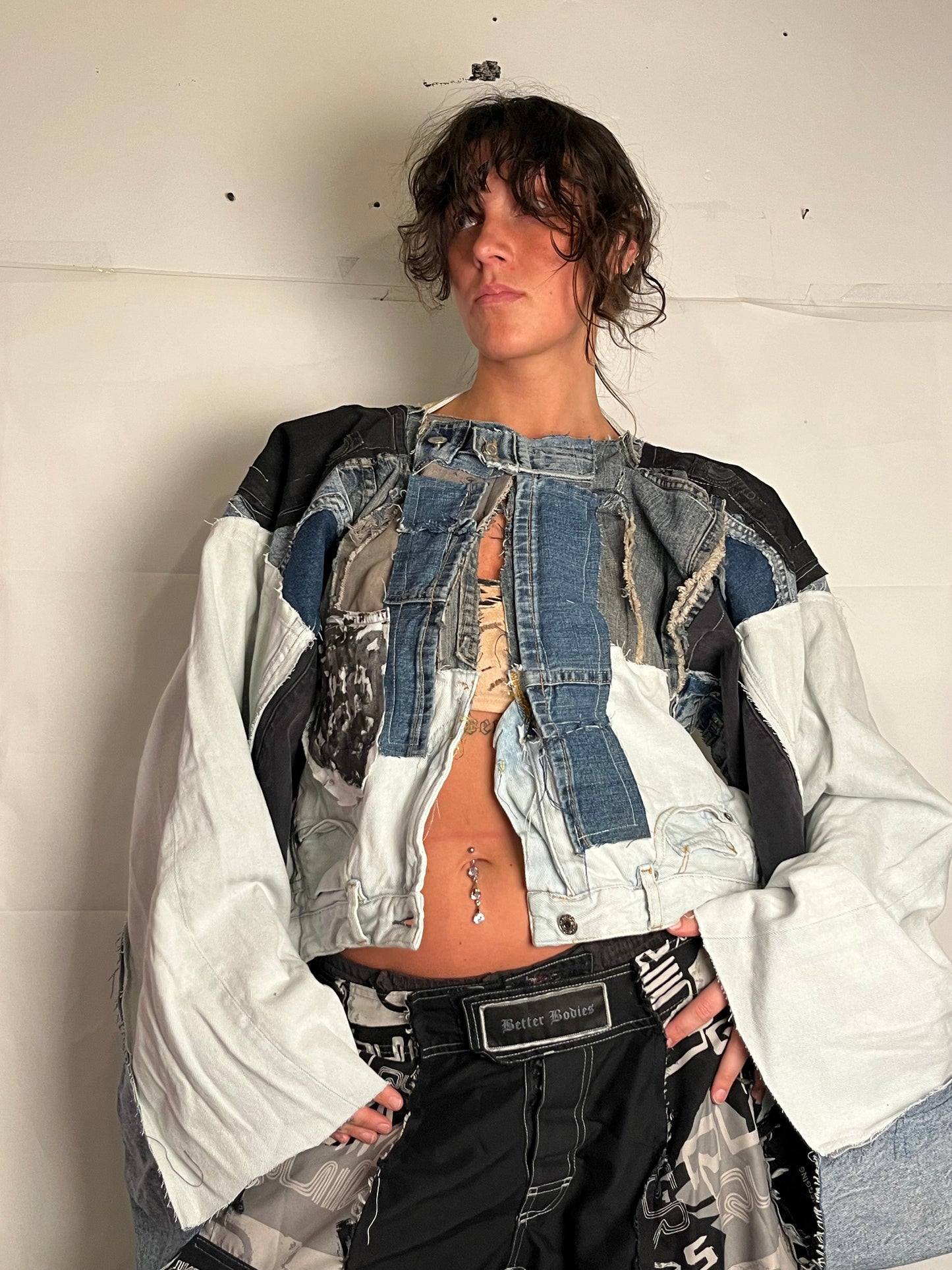 EXTRA OVERSIZE DENIM BIKER SPG JACKET