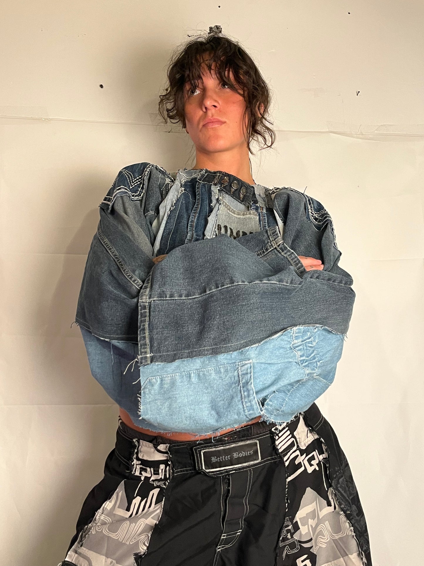DARK DENIM BIKER SPG JACKET