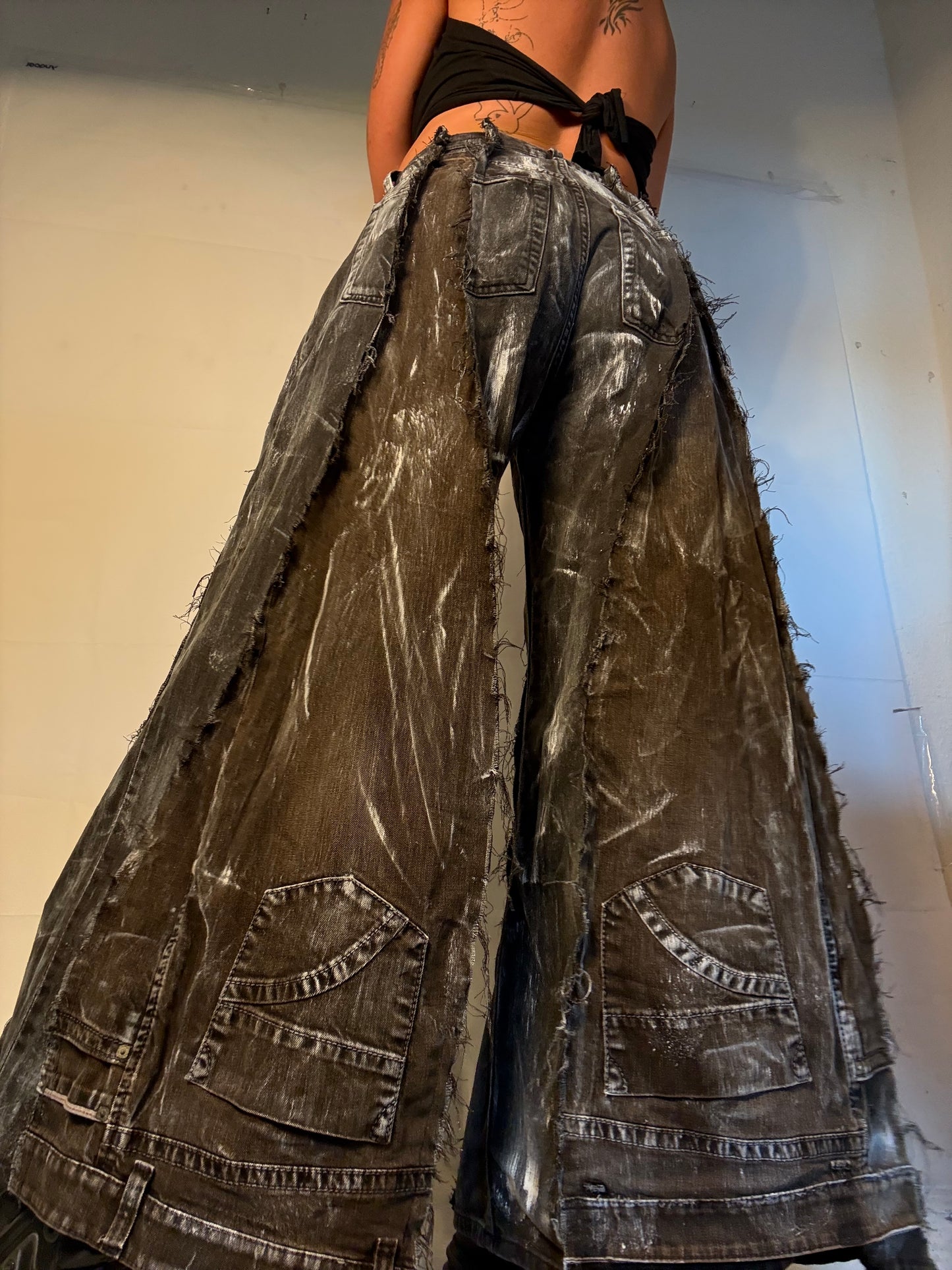 FLARED STAINED ROCK BROWN/BLACK SPG PANTS