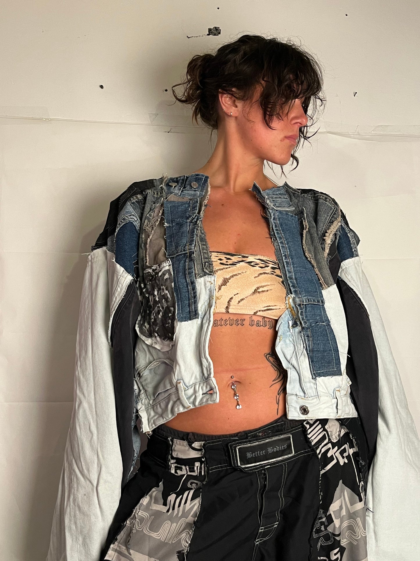 EXTRA OVERSIZE DENIM BIKER SPG JACKET