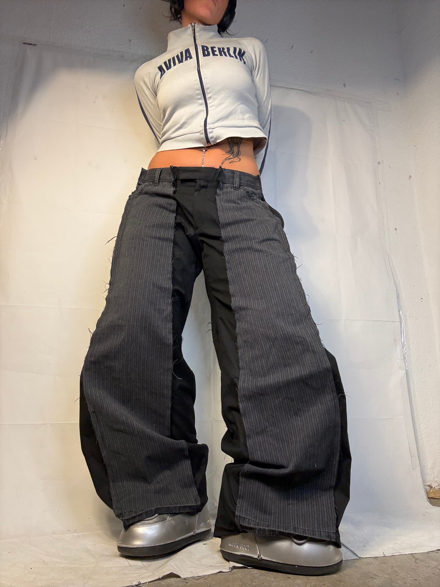 BAGGY HALF SUIT HALF DENIM SPG PANTS