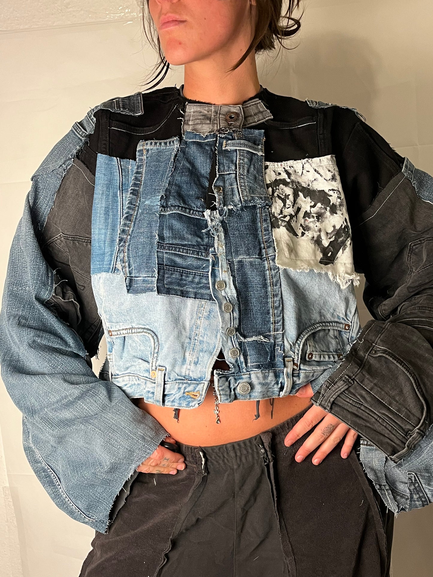 OVERSIZE DENIM BIKER SPG JACKET