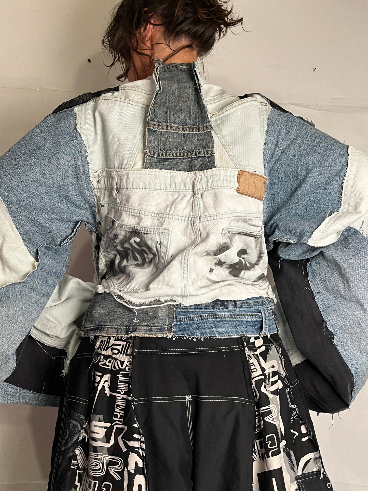 EXTRA OVERSIZE DENIM BIKER SPG JACKET