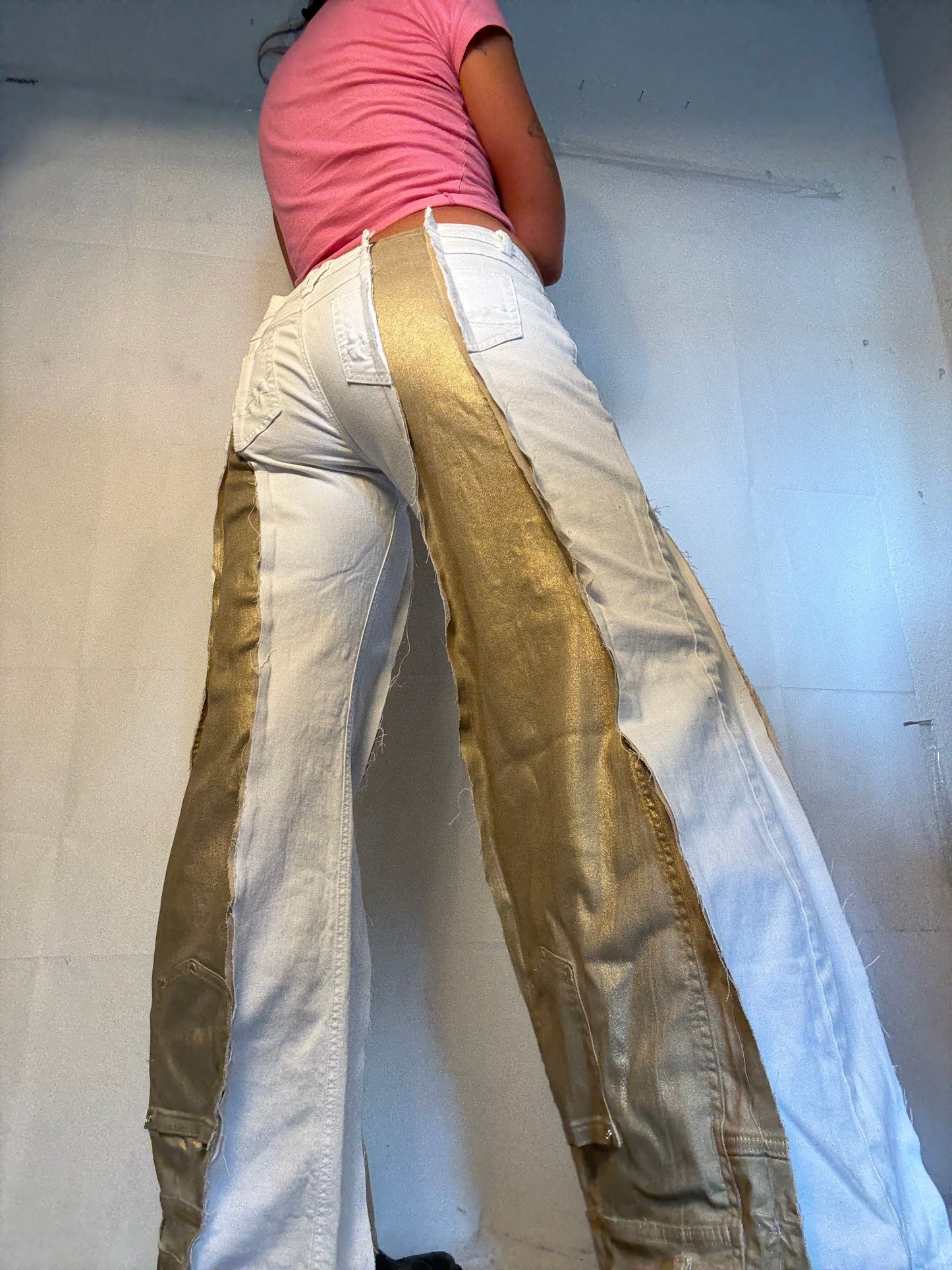 LOWWAIST WHITE/GOLD SPG PANTS