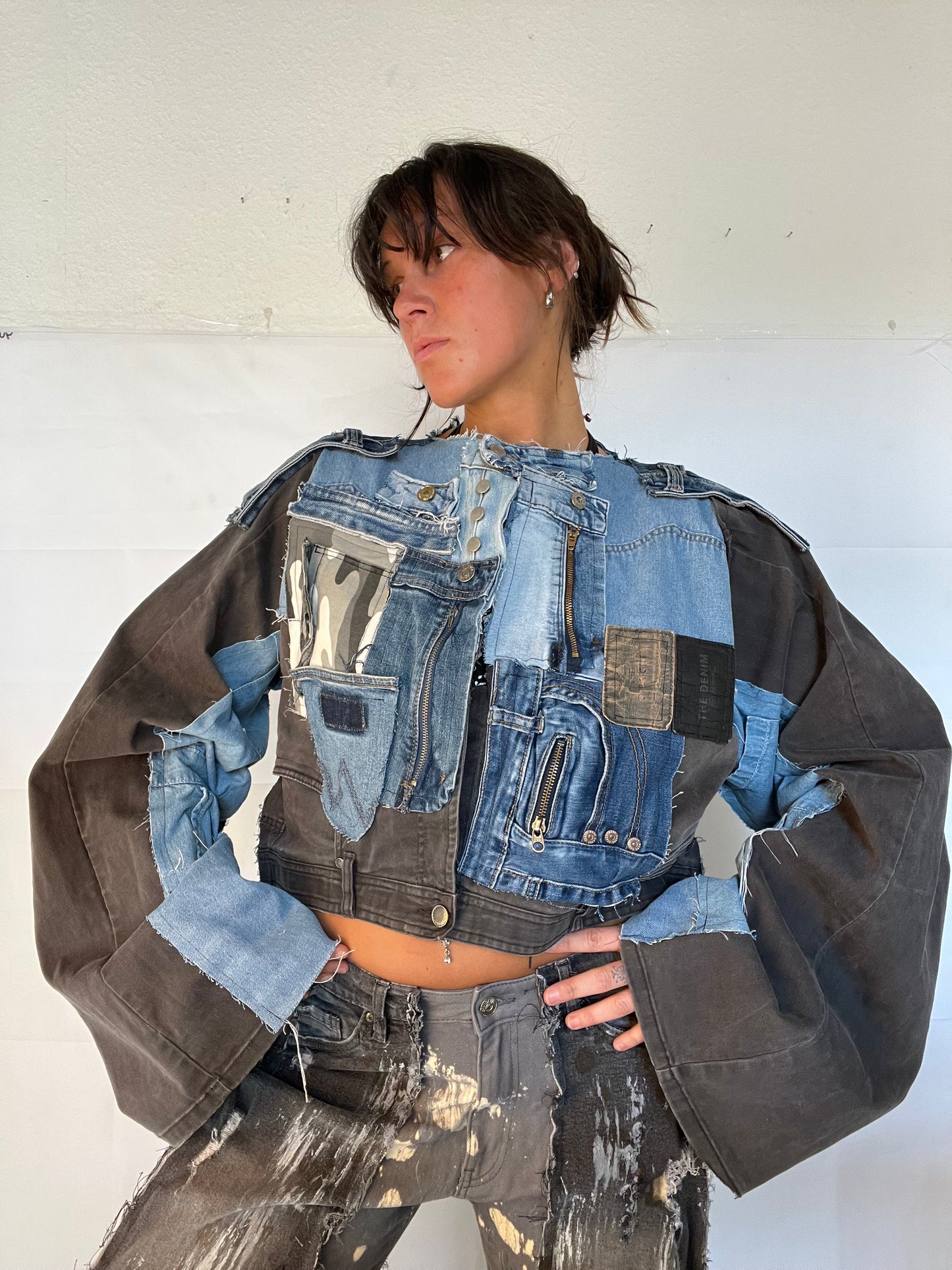 OVERSIZE BIKER DENIM GREY/DENIM SPG JACKET