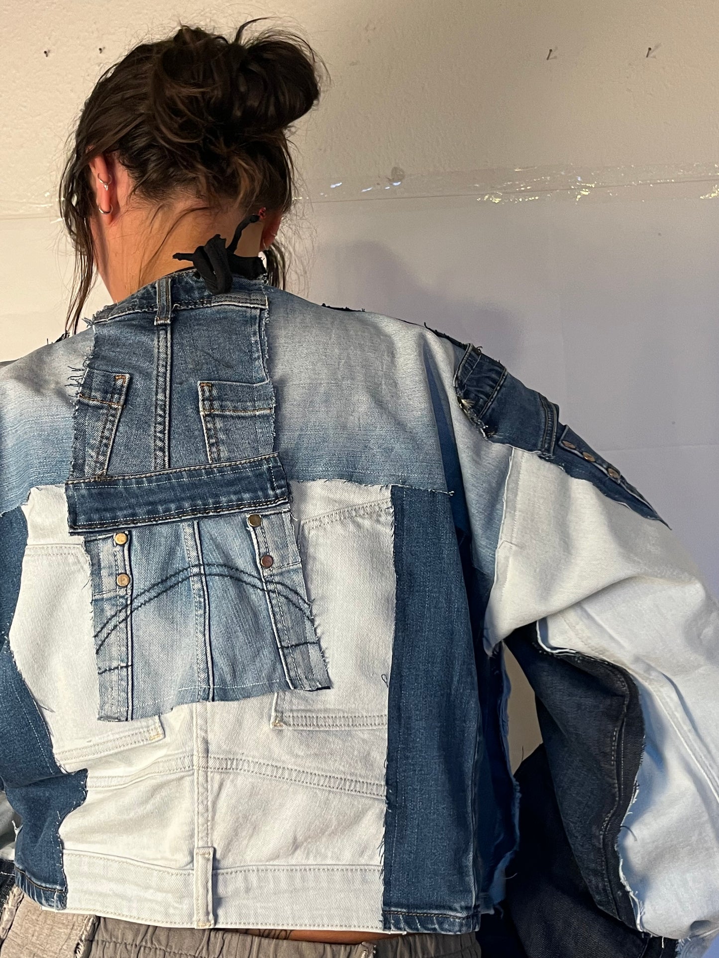 EXTRA OVERSIZE DENIM BIKER SPG JACKET