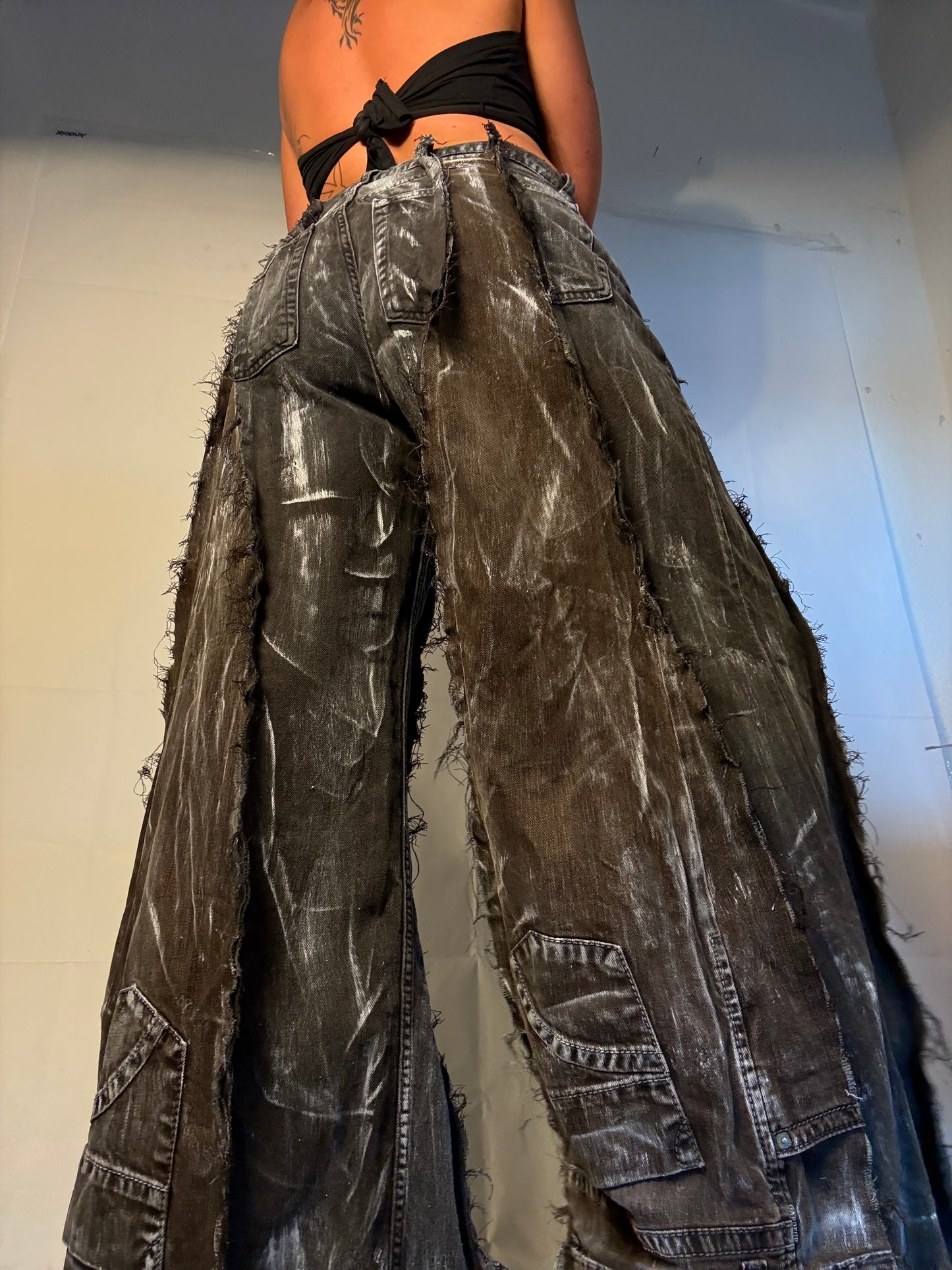 FLARED STAINED ROCK BROWN/BLACK SPG PANTS