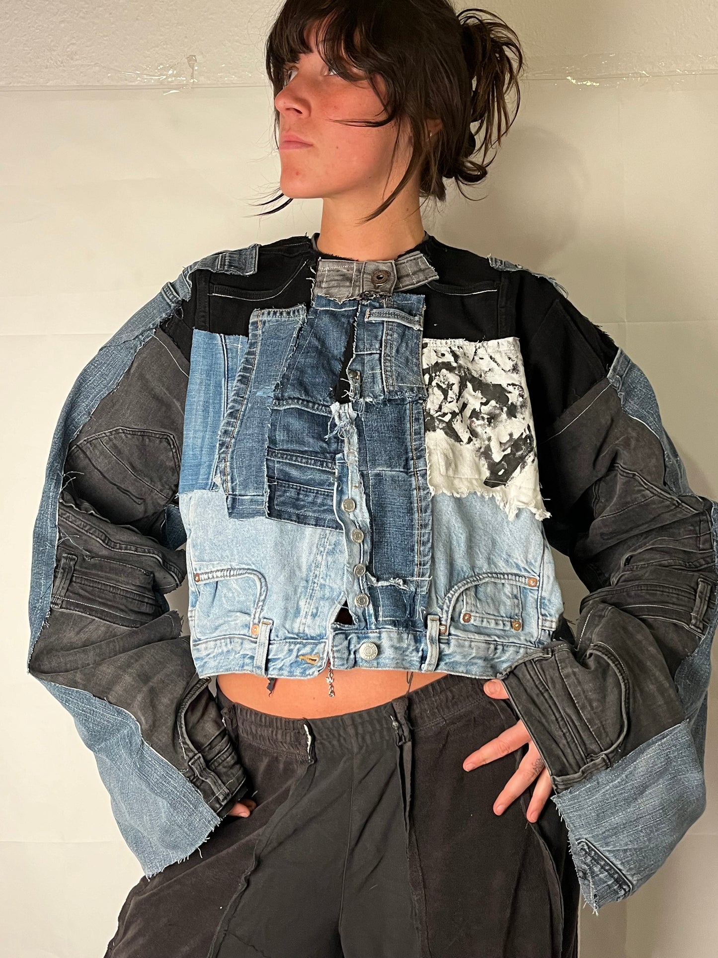 OVERSIZE DENIM BIKER SPG JACKET