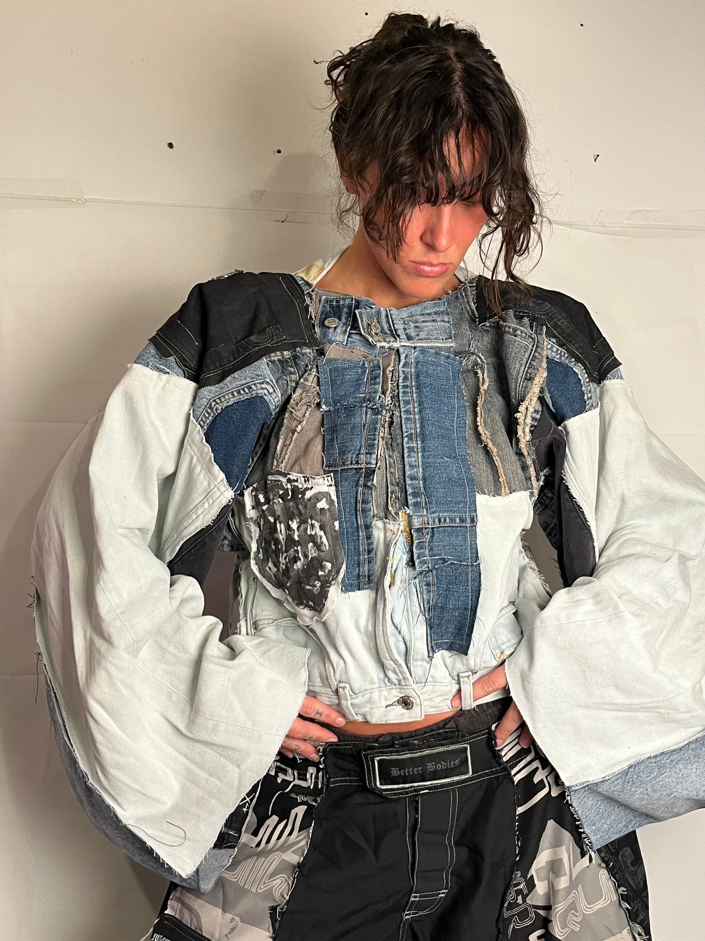 EXTRA OVERSIZE DENIM BIKER SPG JACKET