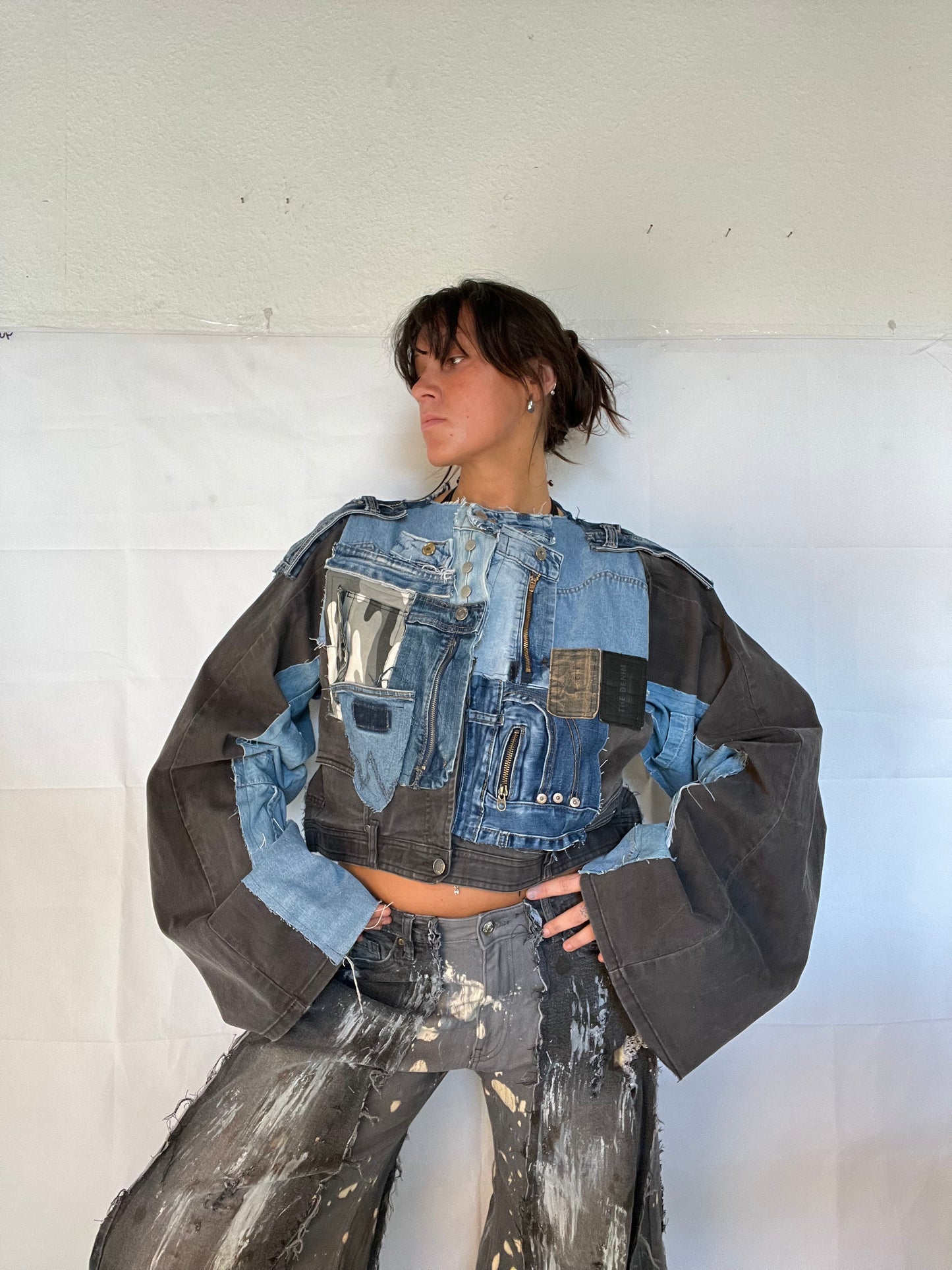 OVERSIZE BIKER DENIM GREY/DENIM SPG JACKET
