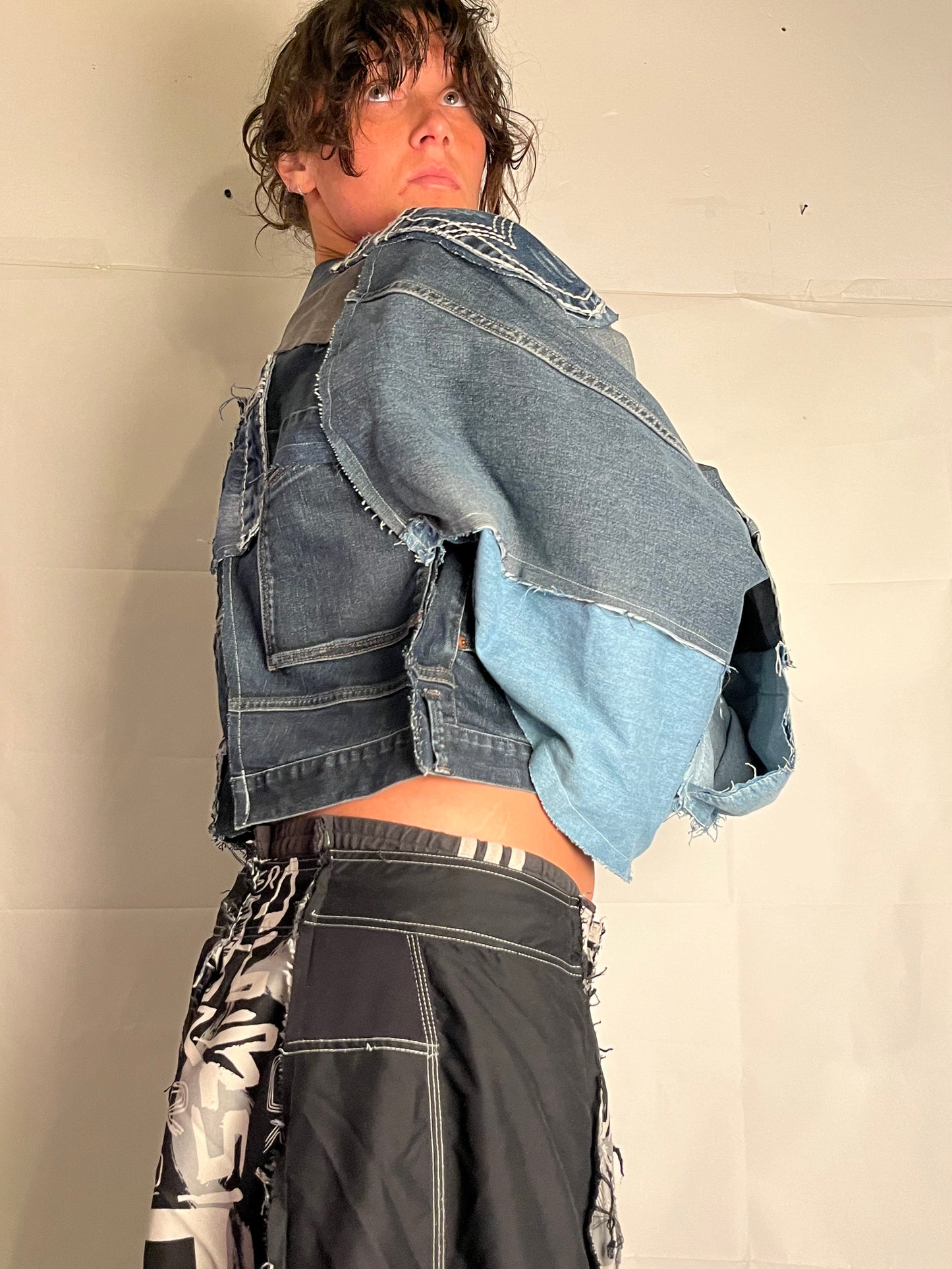 DARK DENIM BIKER SPG JACKET