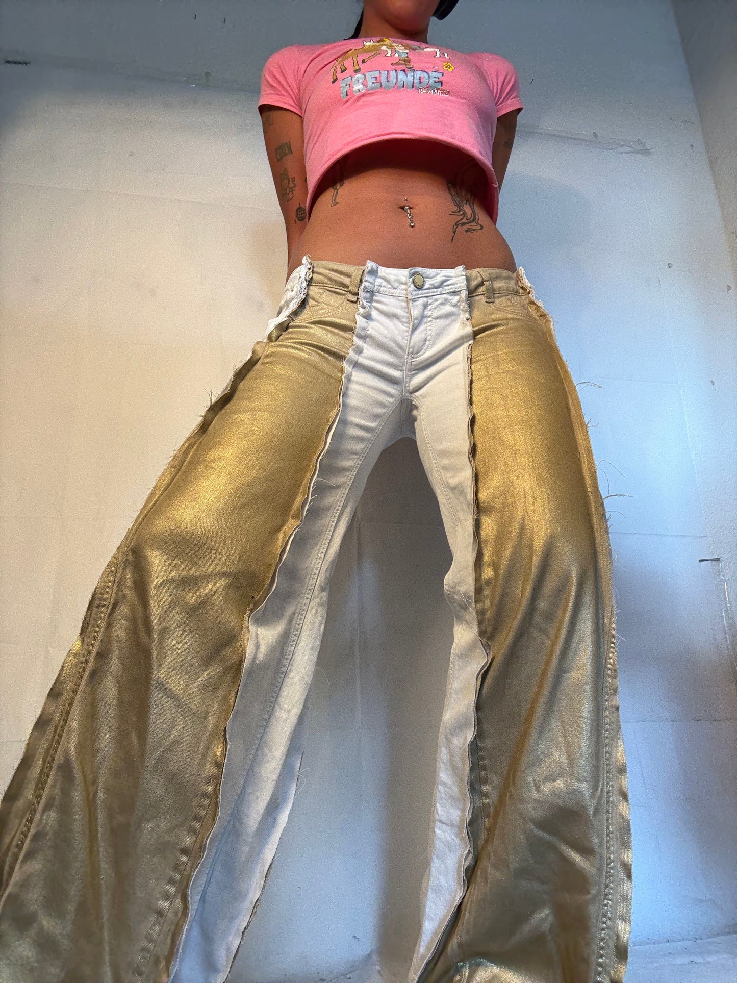LOWWAIST WHITE/GOLD SPG PANTS