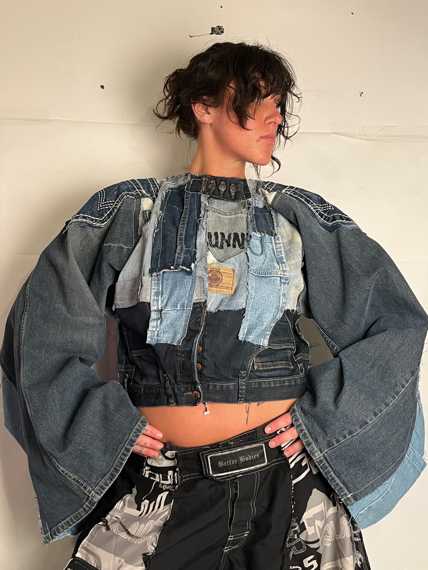 DARK DENIM BIKER SPG JACKET