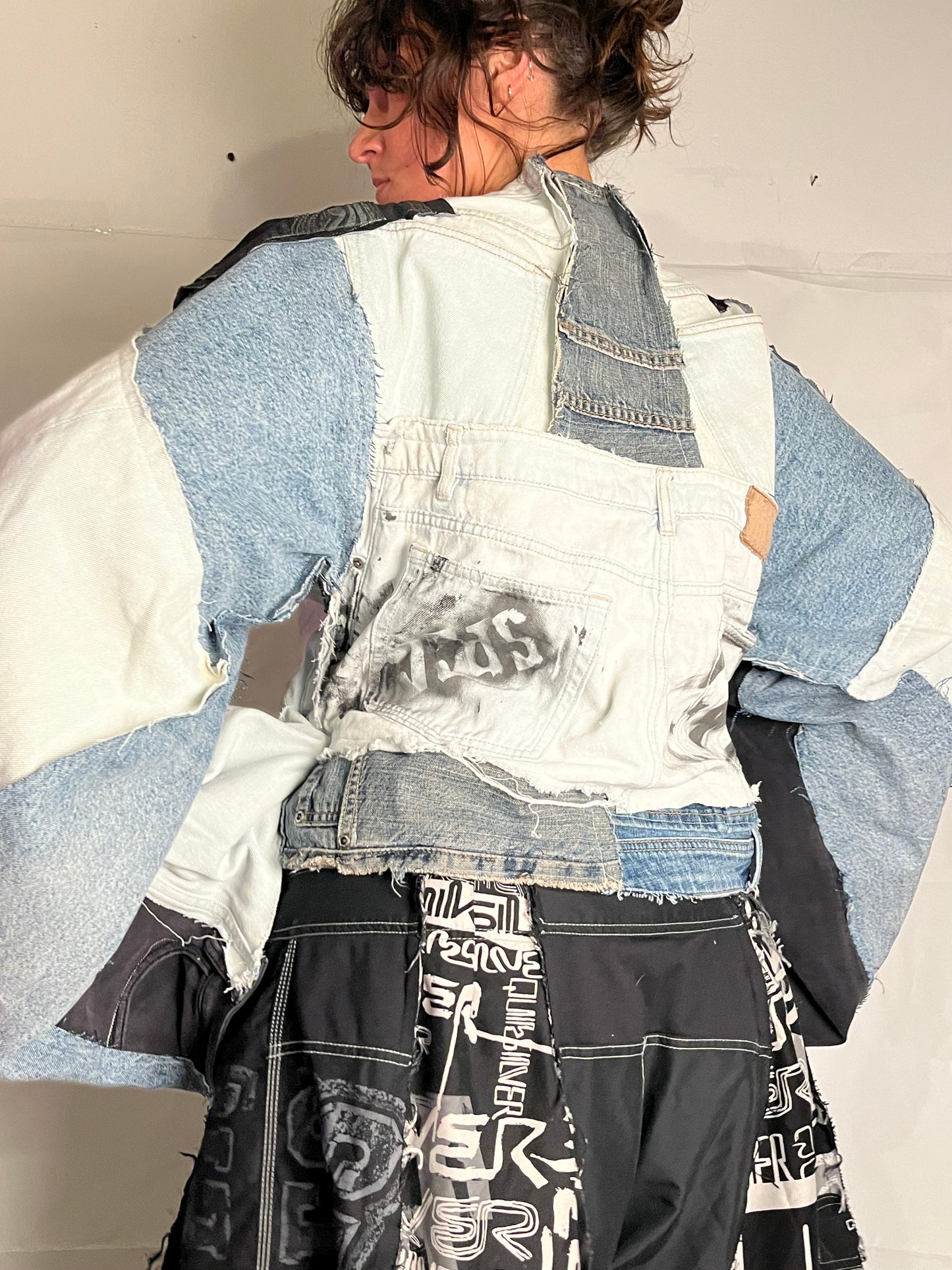 EXTRA OVERSIZE DENIM BIKER SPG JACKET