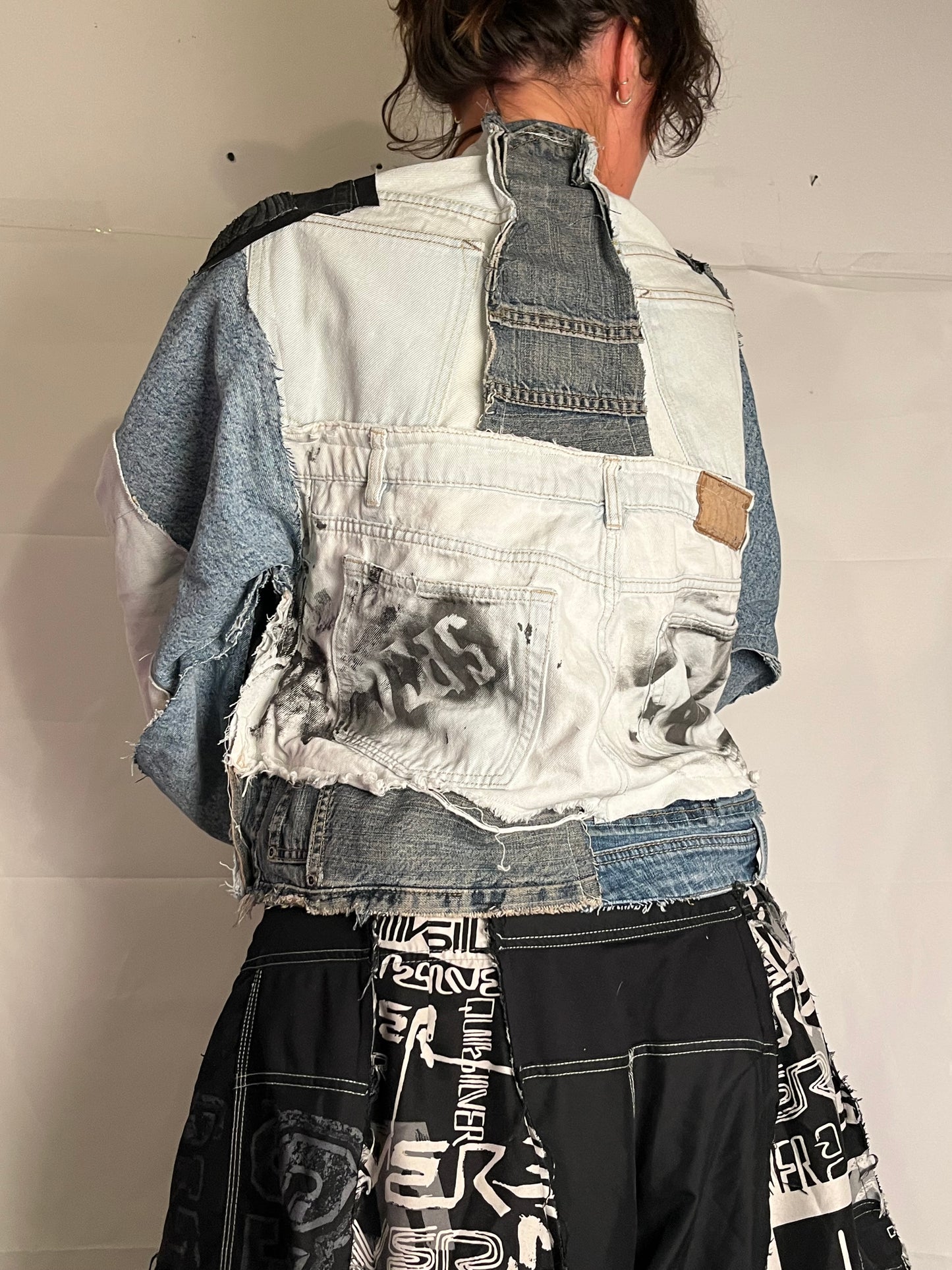 EXTRA OVERSIZE DENIM BIKER SPG JACKET
