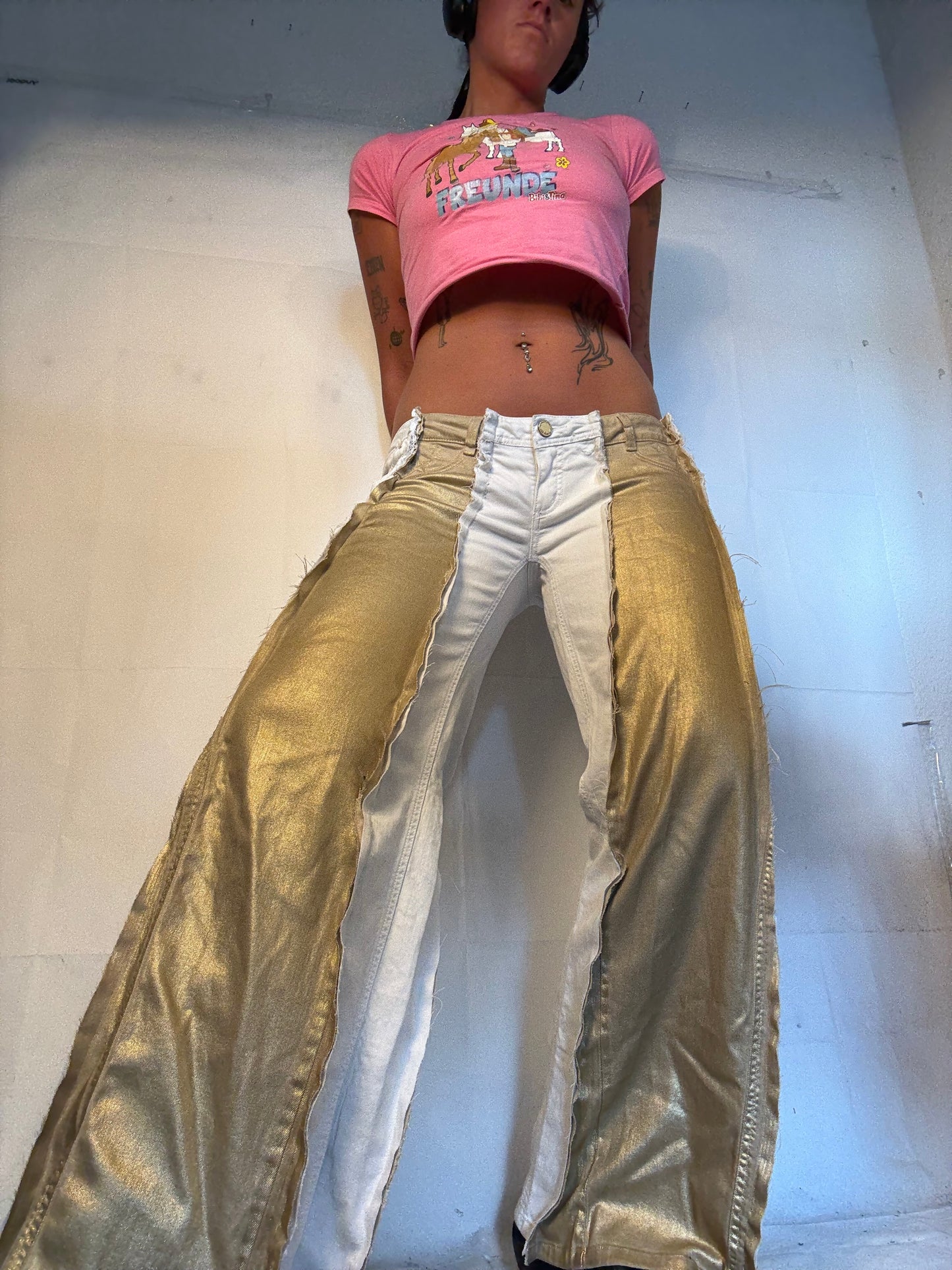 LOWWAIST WHITE/GOLD SPG PANTS
