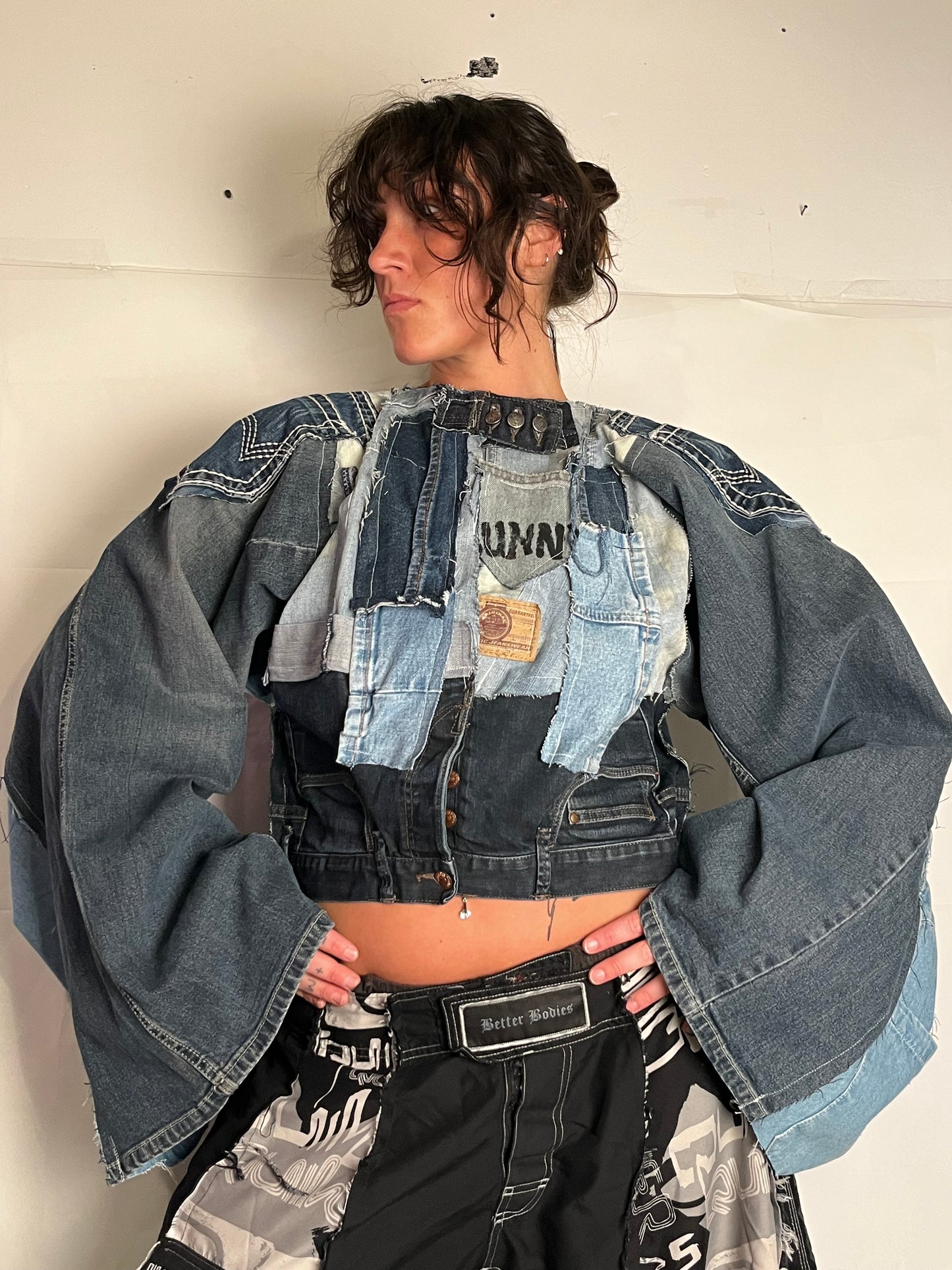 DARK DENIM BIKER SPG JACKET