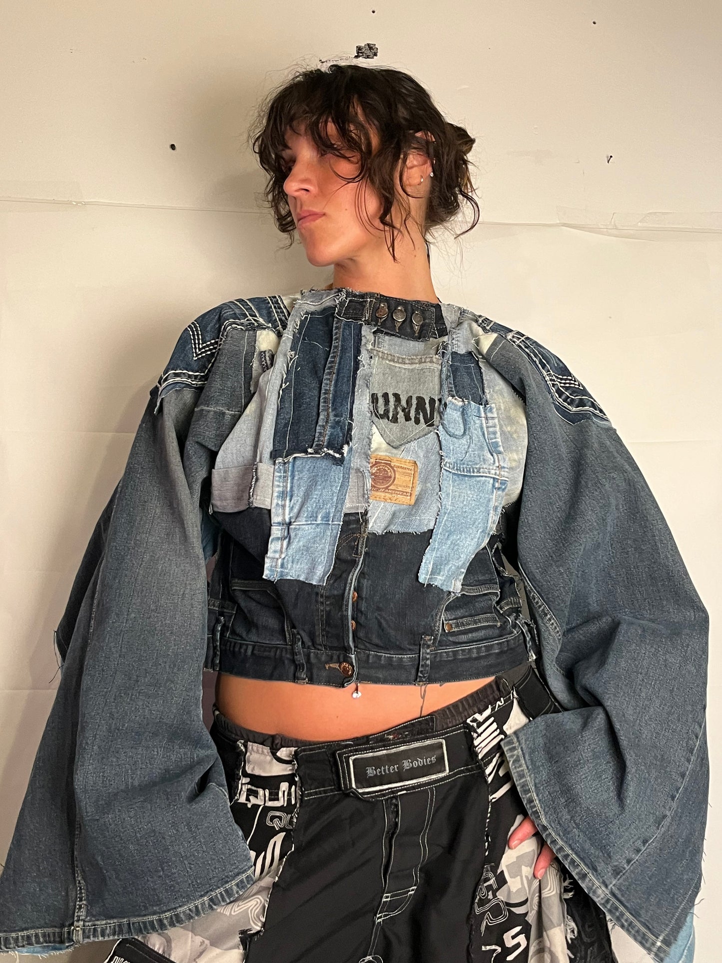 DARK DENIM BIKER SPG JACKET