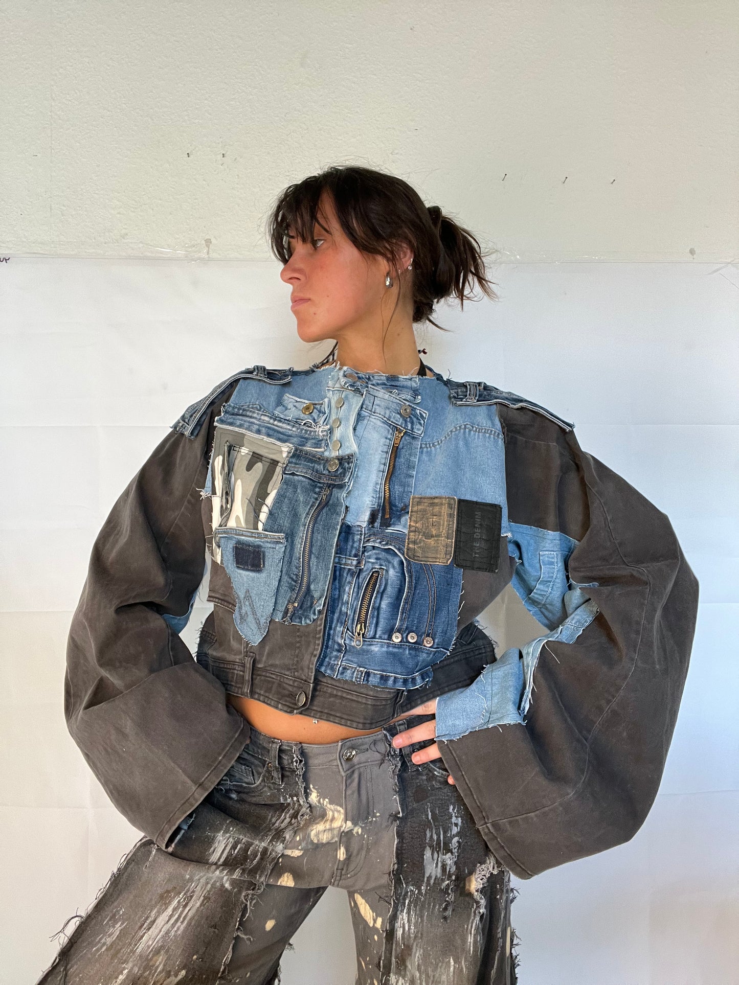 OVERSIZE BIKER DENIM GREY/DENIM SPG JACKET