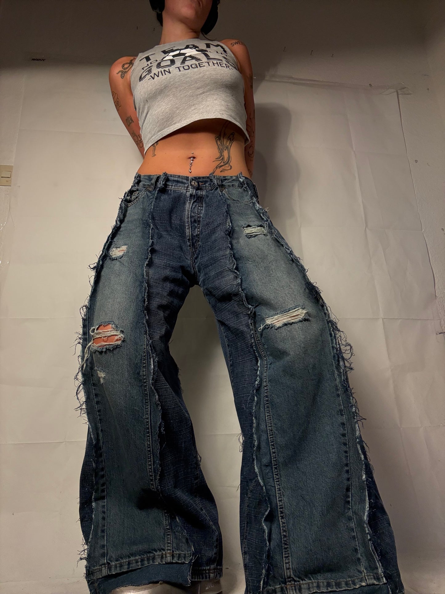 BAGGY RIPPED CLASSIC DENIM SPG PANTS