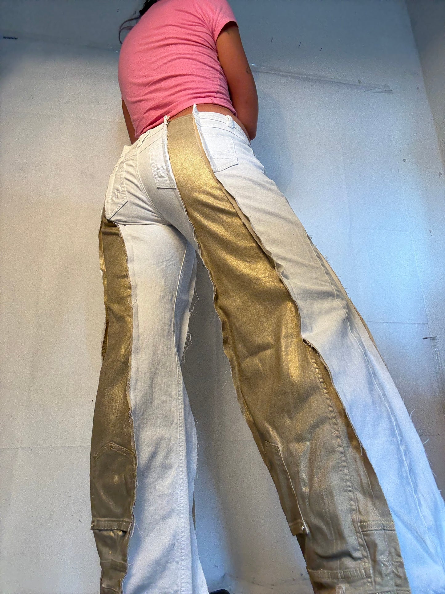 LOWWAIST WHITE/GOLD SPG PANTS