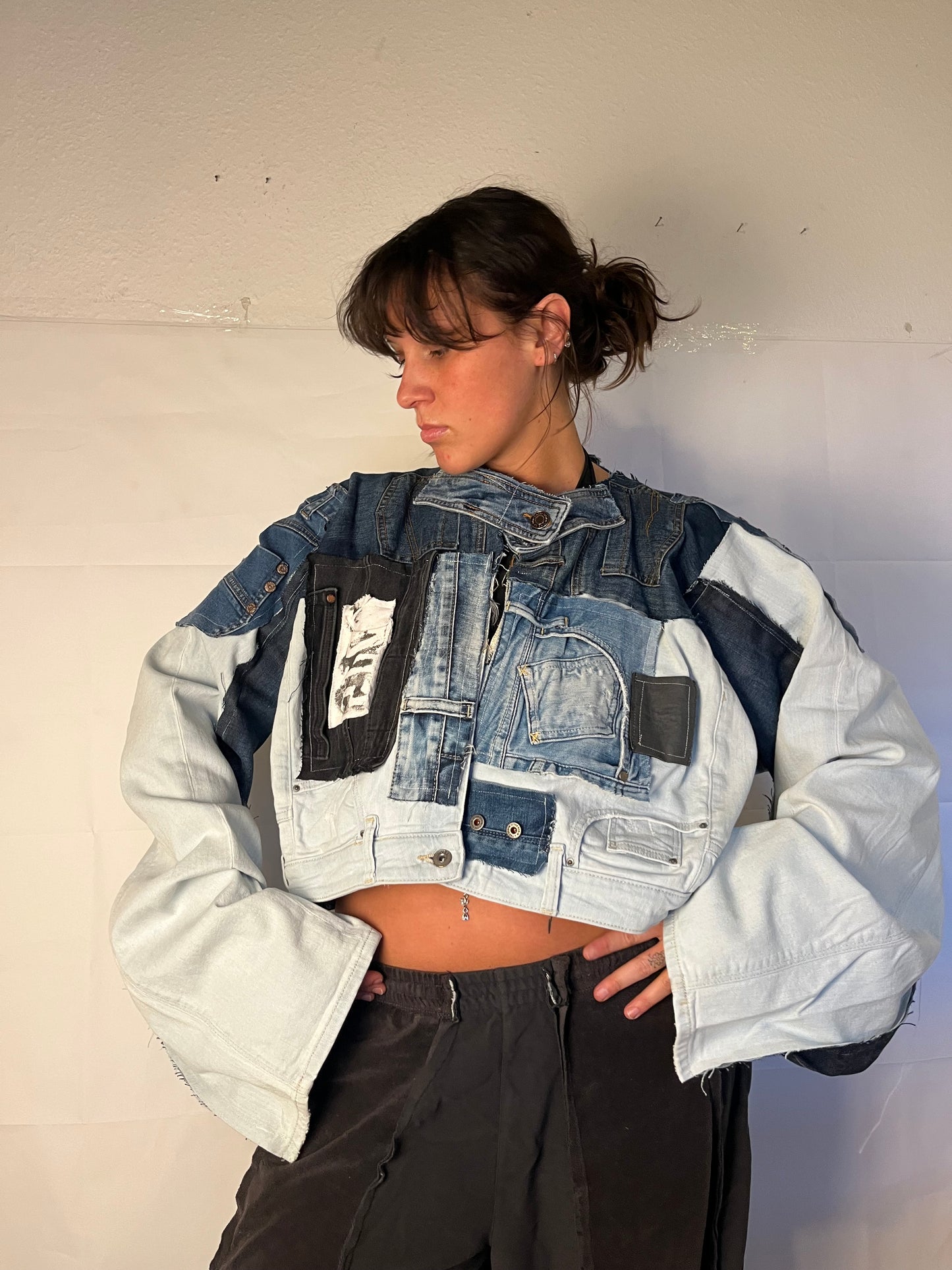EXTRA OVERSIZE DENIM BIKER SPG JACKET