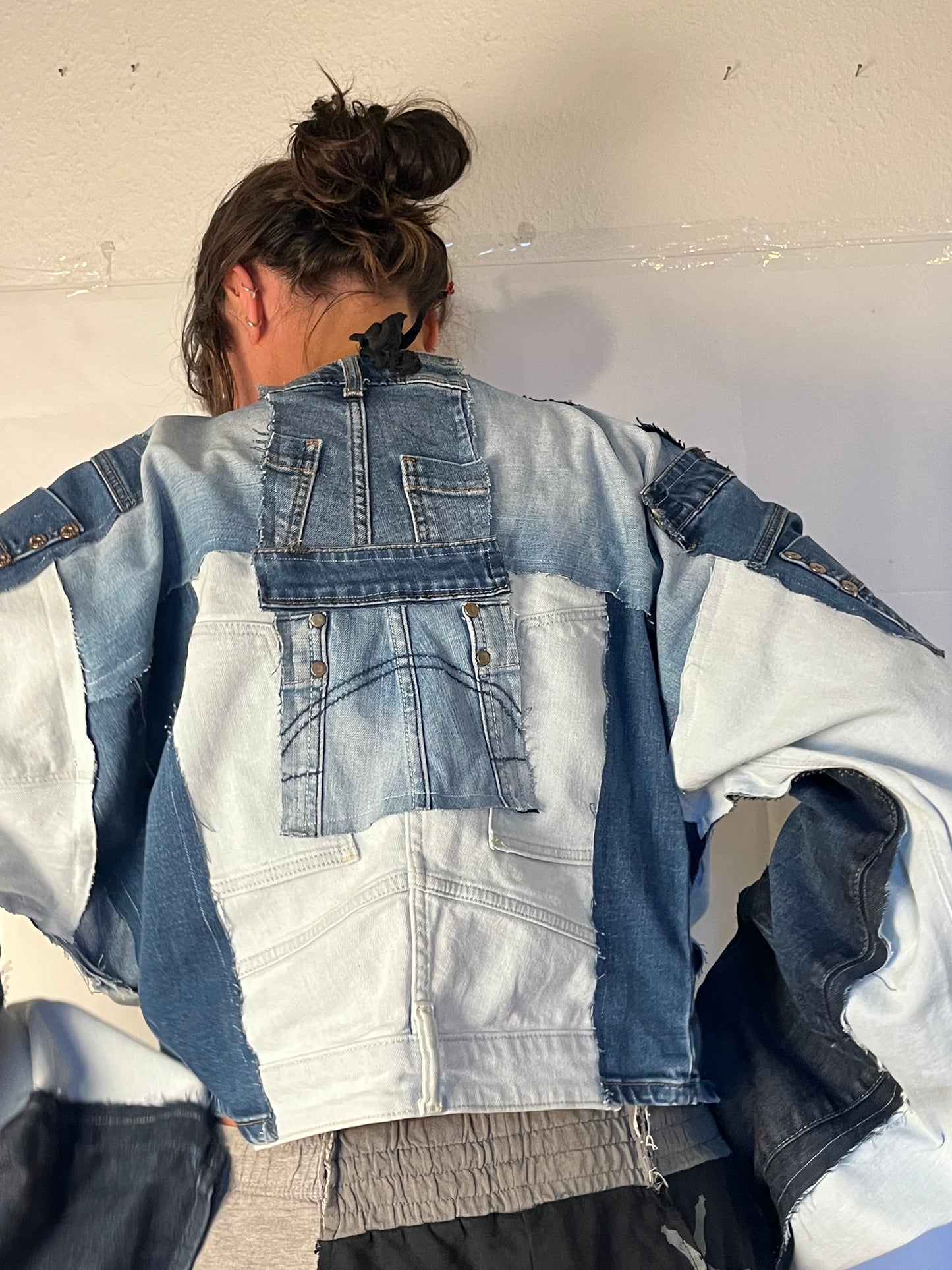 EXTRA OVERSIZE DENIM BIKER SPG JACKET