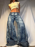 BAGGY BLEACH STAINED DISTRESSED CLASSIC DENIM SPG PANTS