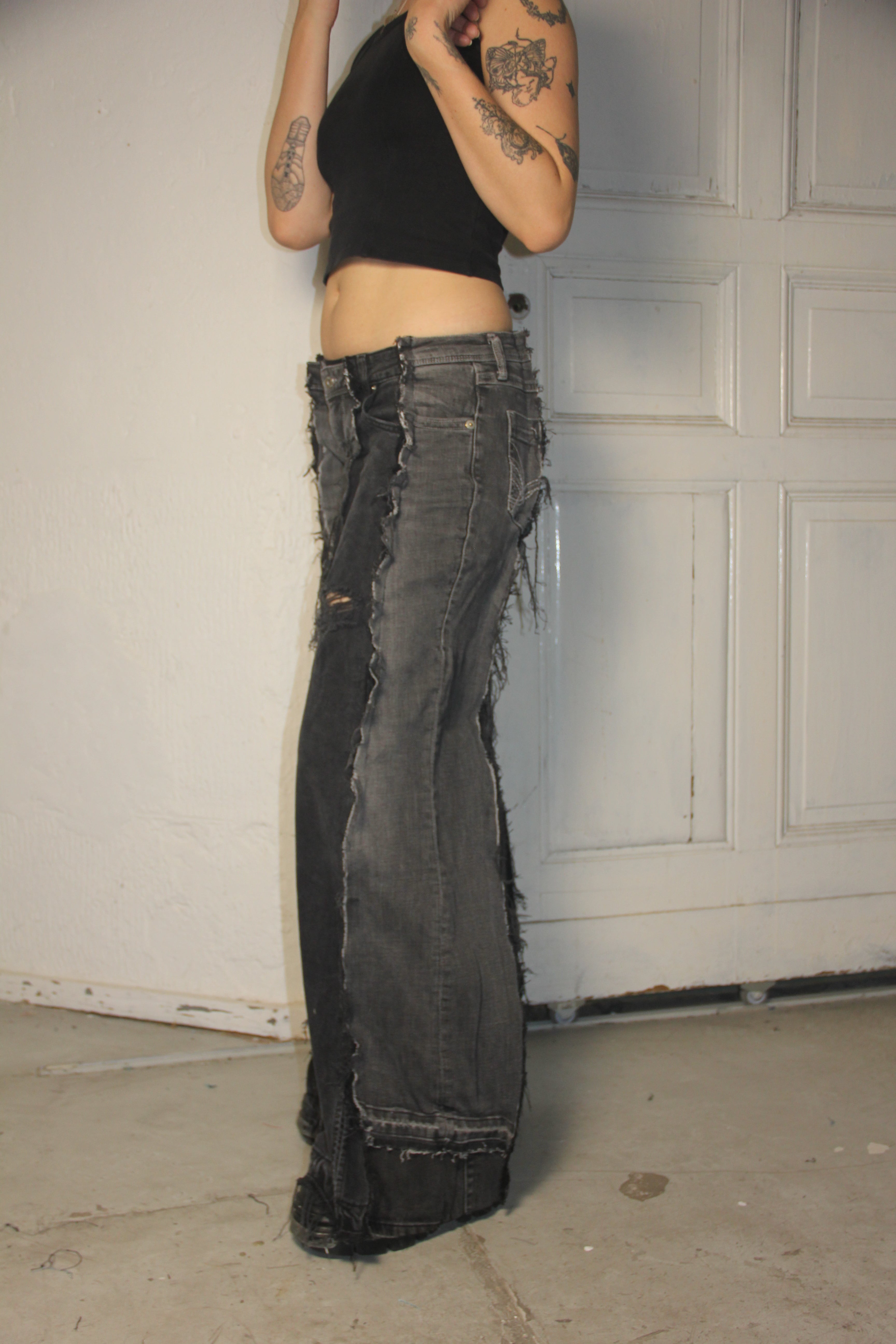 LIMITED EDITION FLARED EXTRA LONG DARK GREY SPG PANTS