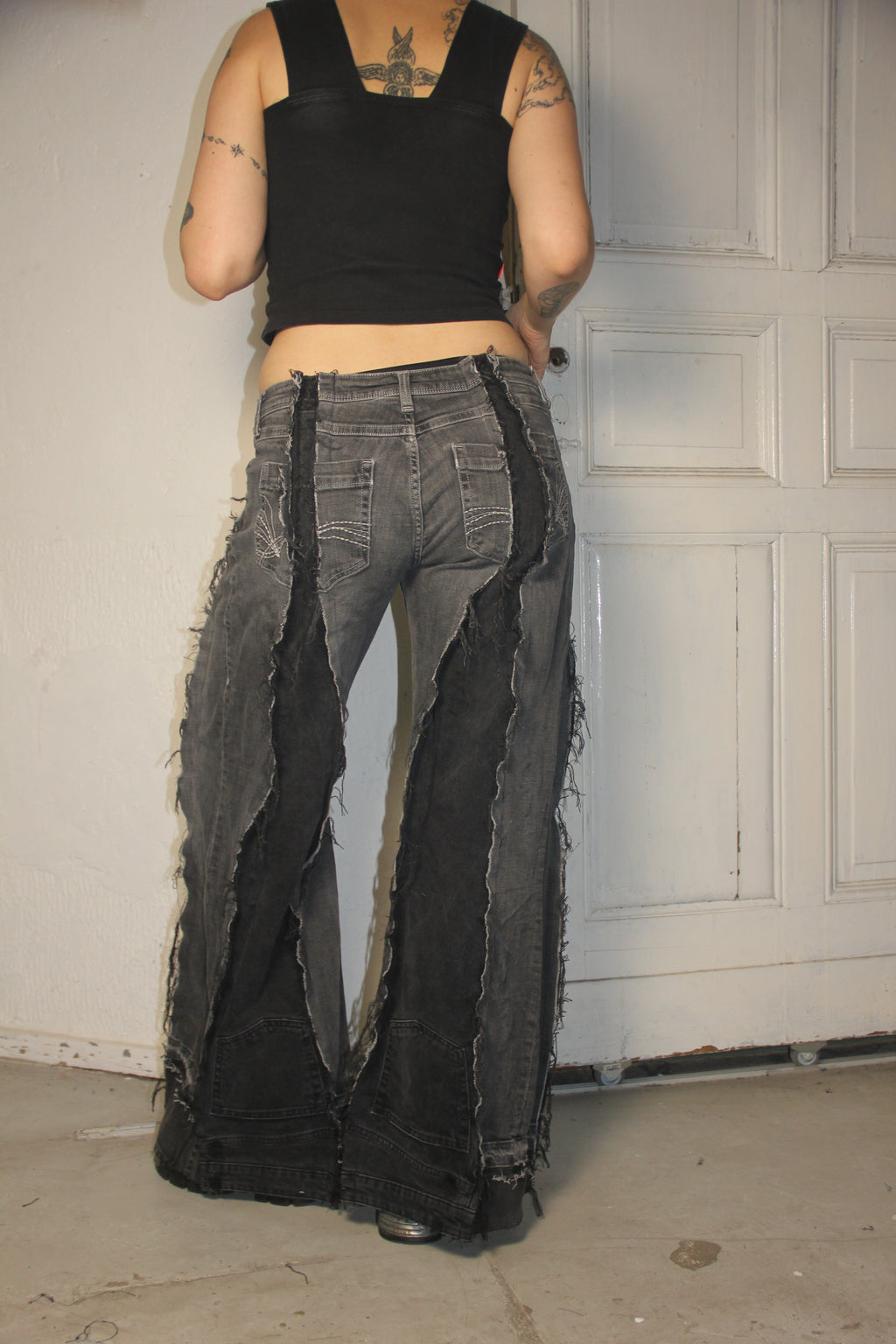 LIMITED EDITION FLARED EXTRA LONG DARK GREY SPG PANTS