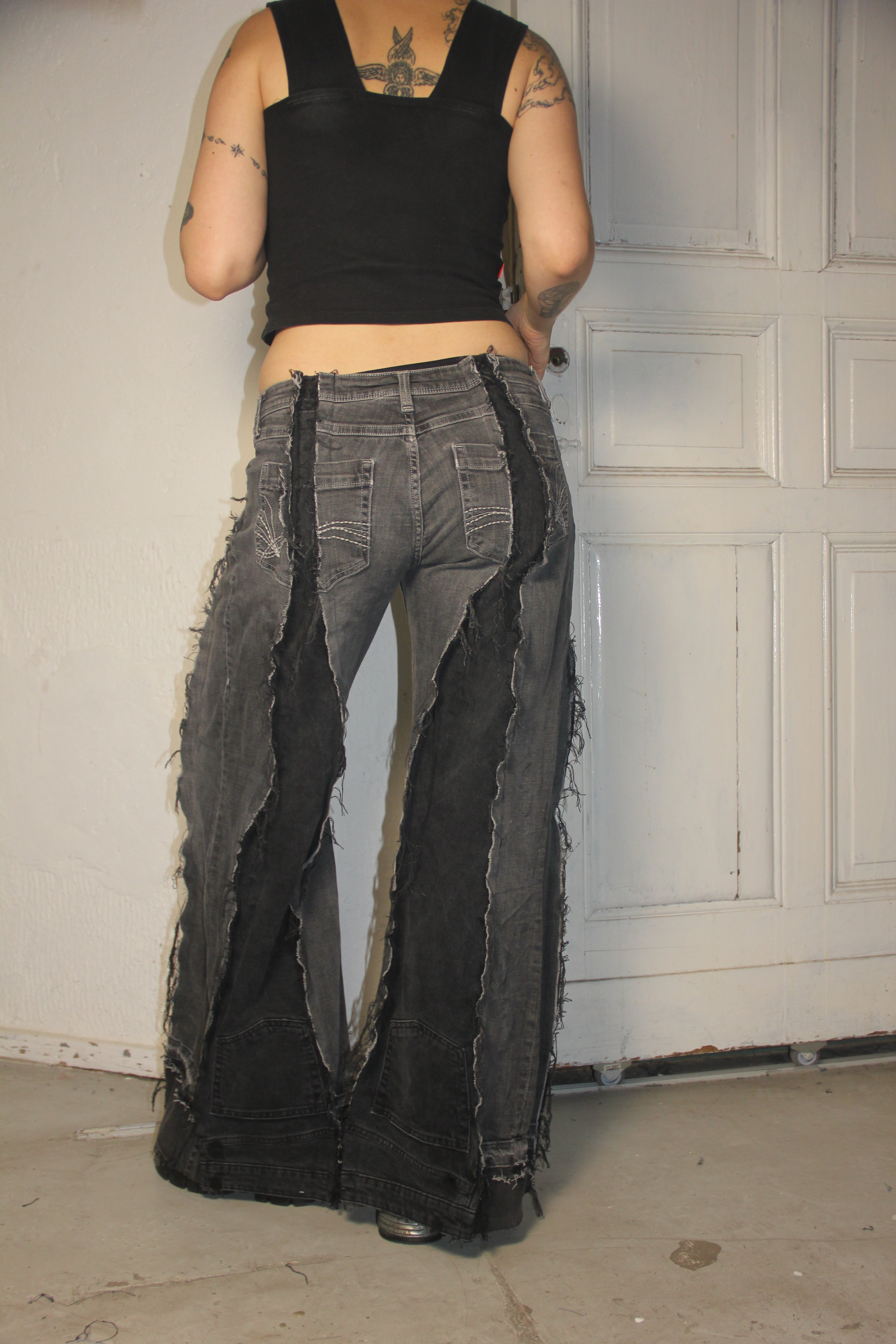 LIMITED EDITION FLARED EXTRA LONG DARK GREY SPG PANTS