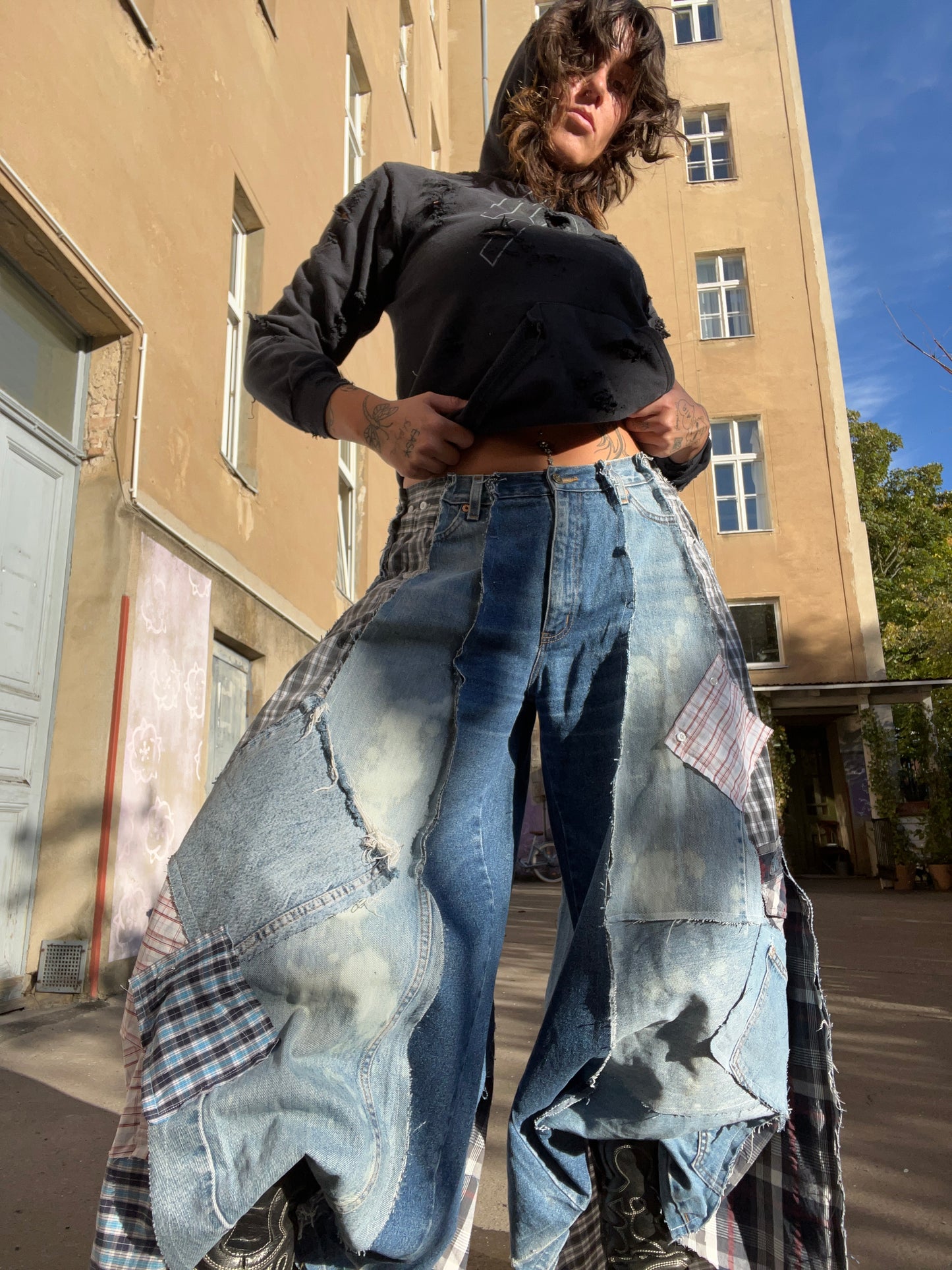 Extra Flared Flannel Denim SPG Pants