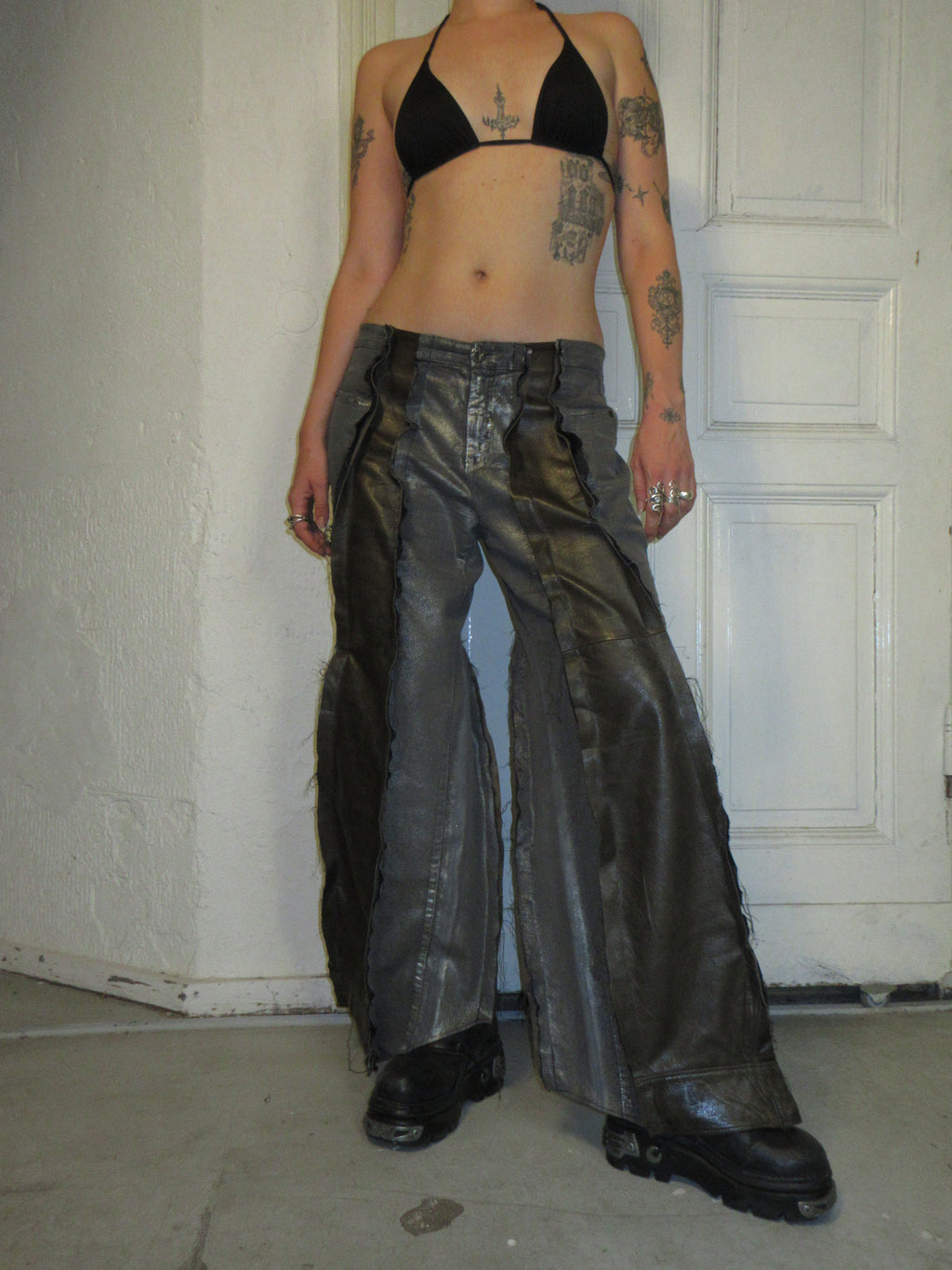 LIMITED EDITION LEATHER/ METALLIC DENIM SPG PANTS