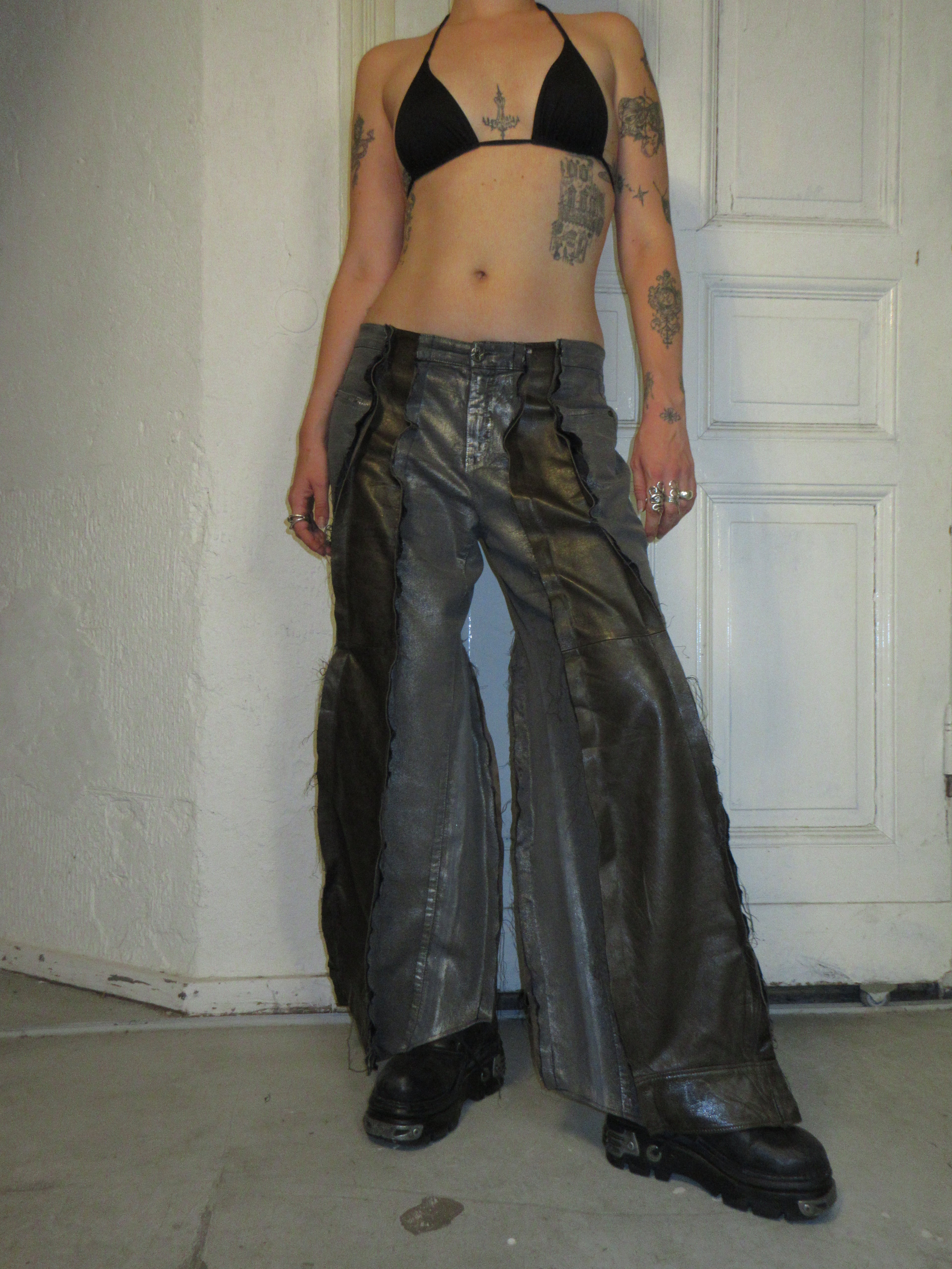 LIMITED EDITION LEATHER/ METALLIC DENIM SPG PANTS