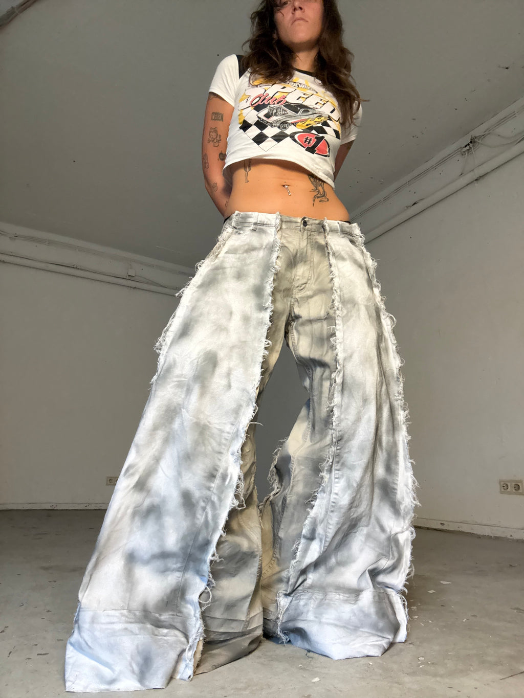 EXTRA BAGGY HEAVILY STAINED LIGHT/WHITE SPG PANTS