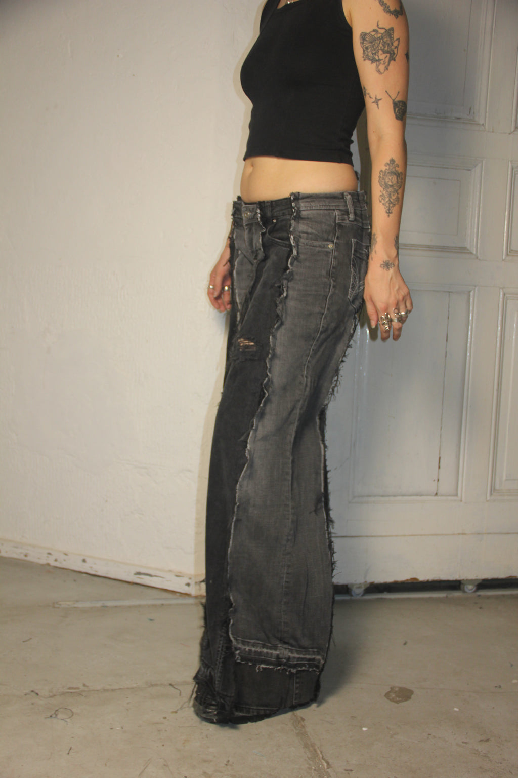 LIMITED EDITION FLARED EXTRA LONG DARK GREY SPG PANTS